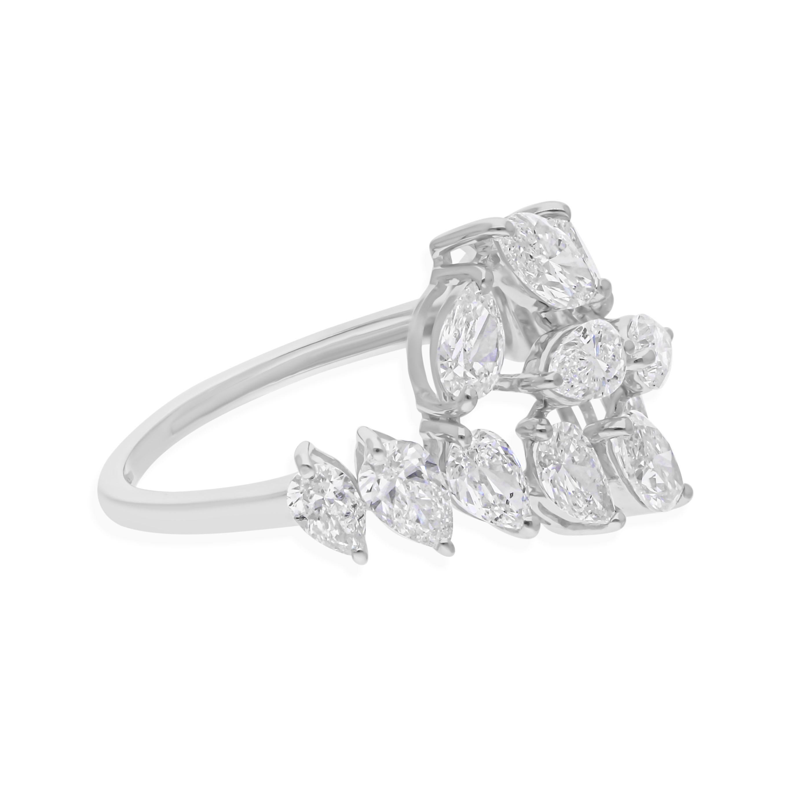 Anillo de diamantes marquesa pera de 2,86 quilates SI/H con certificado SGL Oro blanco de 18 quilates Corte pera en venta