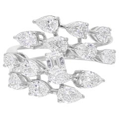 SGL zertifizierter 2,90 Karat SI/H Birnenschliff Diamant-Wickelring 18k Weißgold mit SGL-zertifiziertem Smaragdschliff