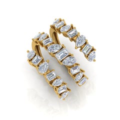 SGL Certified 3.10 Carat SI/HI Multi Shape Diamond Yellow Gold Spiral Ring