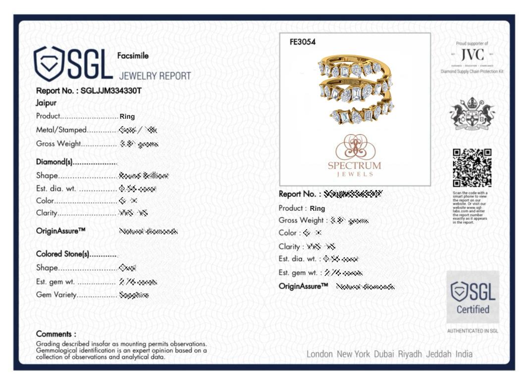 SGL Certified 3.10 Carat SI/HI Multi Shape Diamond Yellow Gold Spiral Ring In New Condition For Sale In Diera, Dubai