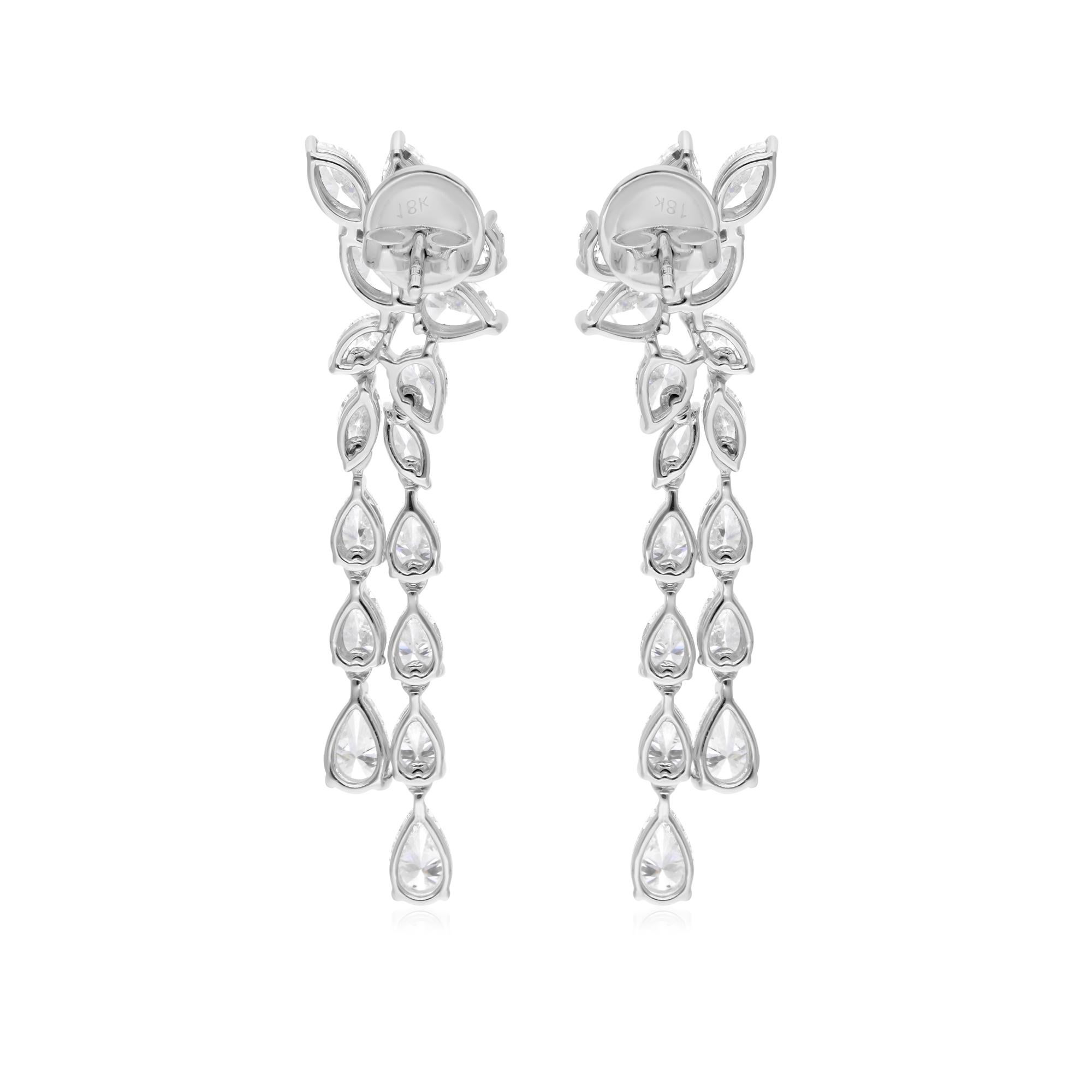 Orecchini a pendente in oro bianco 14 carati con diamante Marquise Pear da 5 carati certificati SGL In condizioni Nuovo in vendita a Diera, Dubai