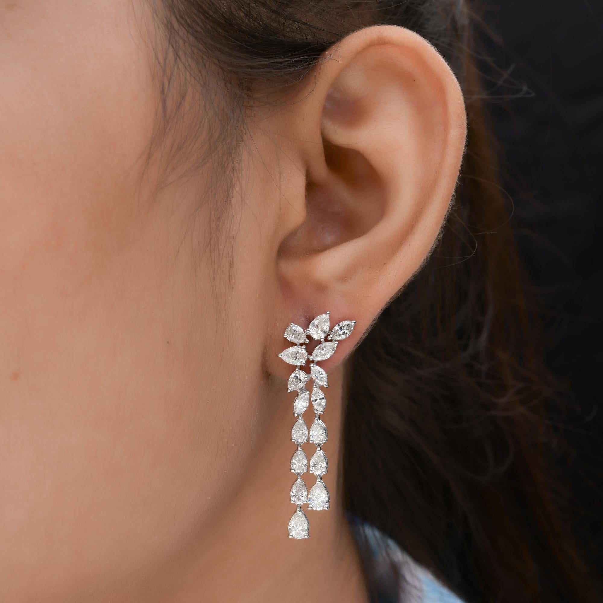 Taglio a goccia Orecchini pendenti in oro bianco 18 carati con diamante a pera marquise certificato SGL da 5 carati in vendita