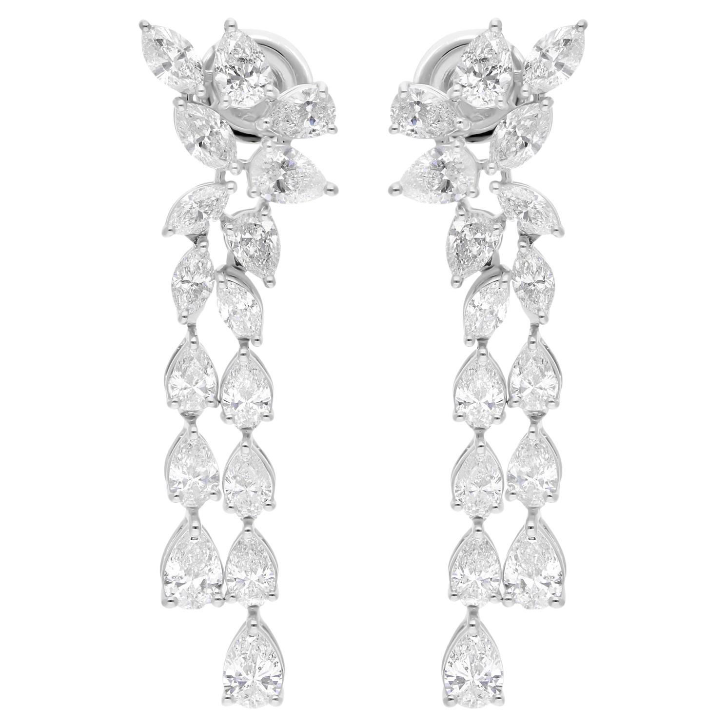 SGL Certified 5 Carat Marquise Pear Diamond 18 Karat White Gold Dangle Earrings