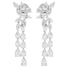 Orecchini pendenti in oro bianco 18 carati con diamante a pera marquise certificato SGL da 5 carati