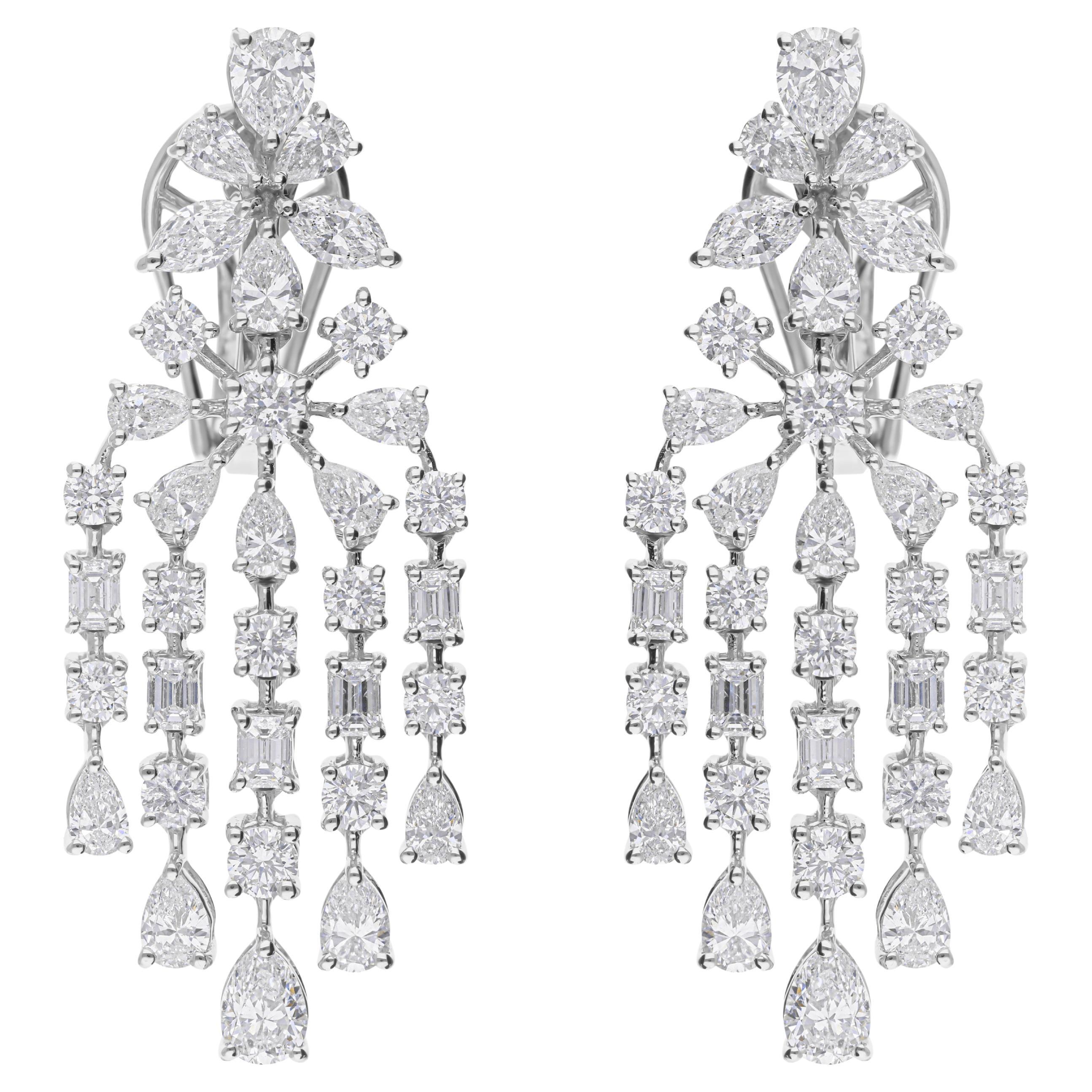 Pendientes araña de diamantes SI/H de 5,65 quilates con certificado SGL Oro blanco de 18 quilates
