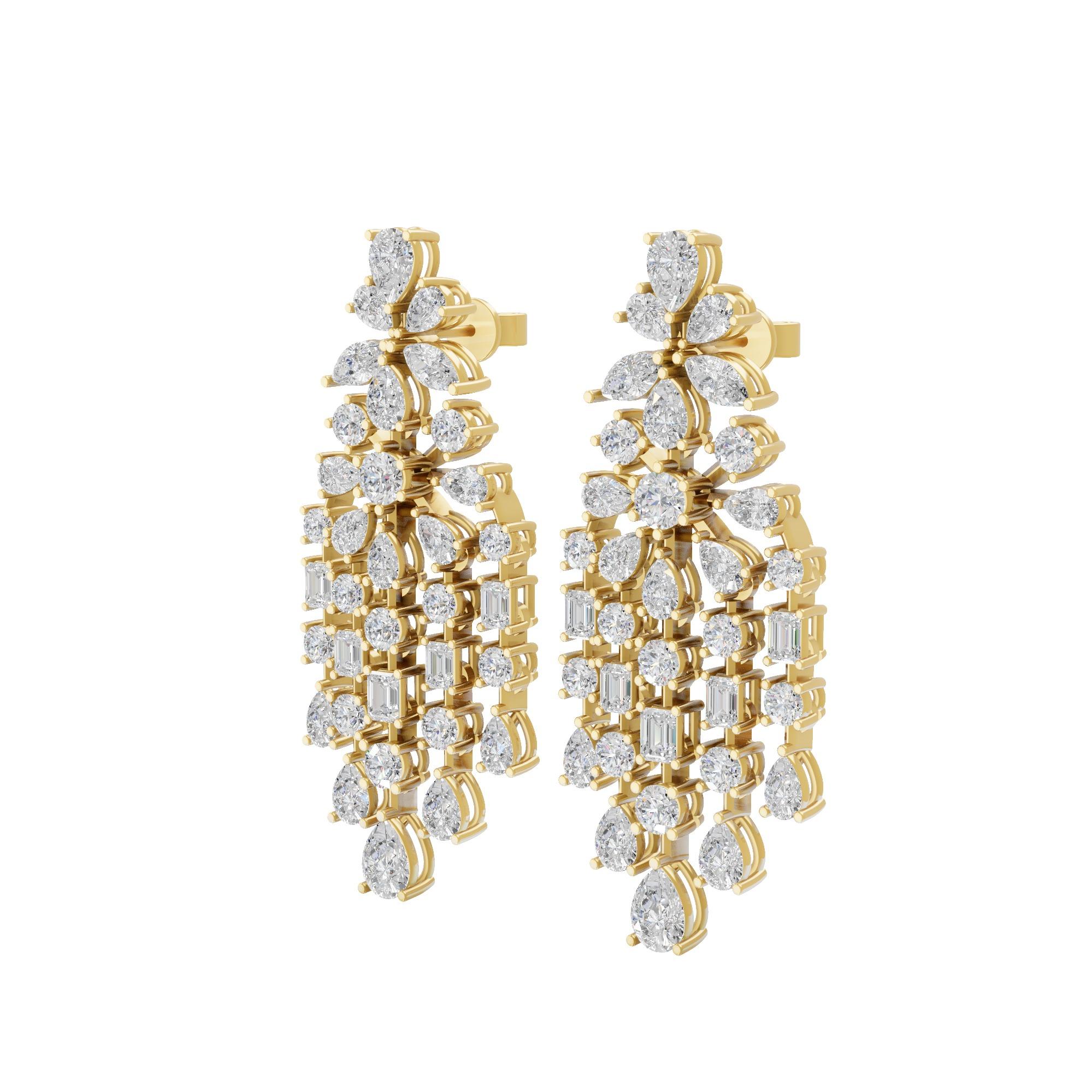Pendientes araña de diamantes SI/H de 5,65 quilates con certificado SGL Oro amarillo de 18 quilates Moderno en venta