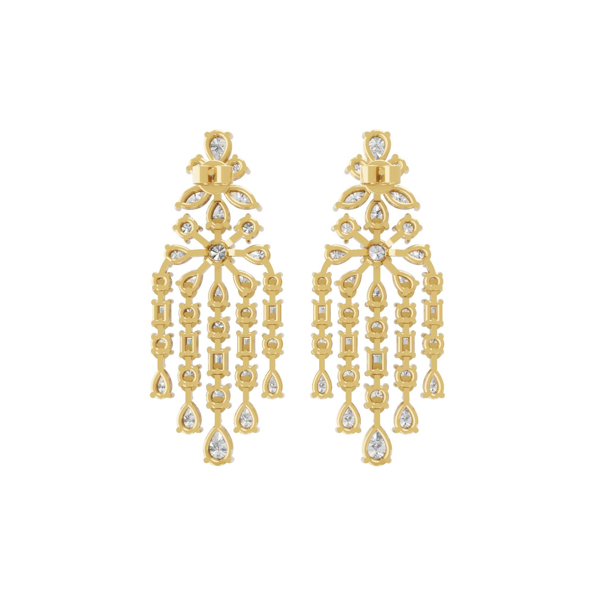 Pendientes araña de diamantes SI/H de 5,65 quilates con certificado SGL Oro amarillo de 18 quilates en Nuevo estado para la venta en Diera, Dubai