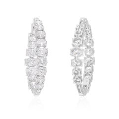 SGL Certified 7.43 Carat SI/H Oval Diamond Hoop Earrings 18 Karat White Gold