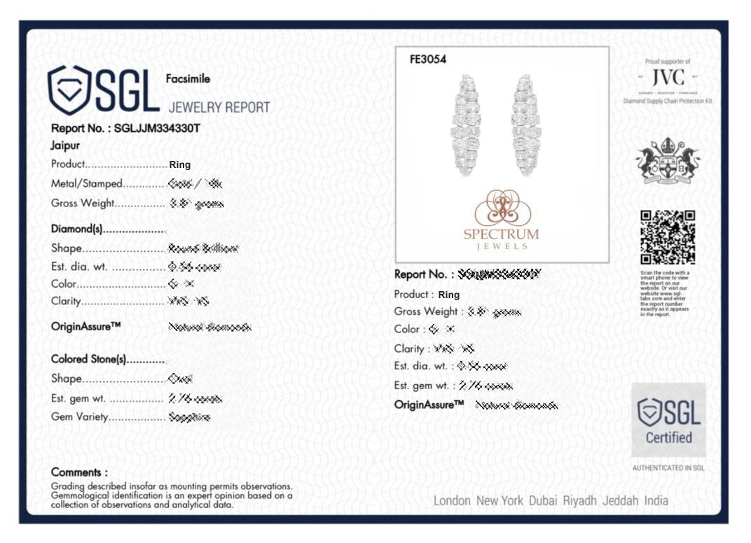 SGL Certified 7.43 Carat SI/H Oval Diamond Hoop Earrings 18 Karat White Gold For Sale 1