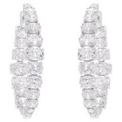 SGL Certified 7.43 Carat SI/H Oval Diamond Hoop Earrings 18 Karat White Gold