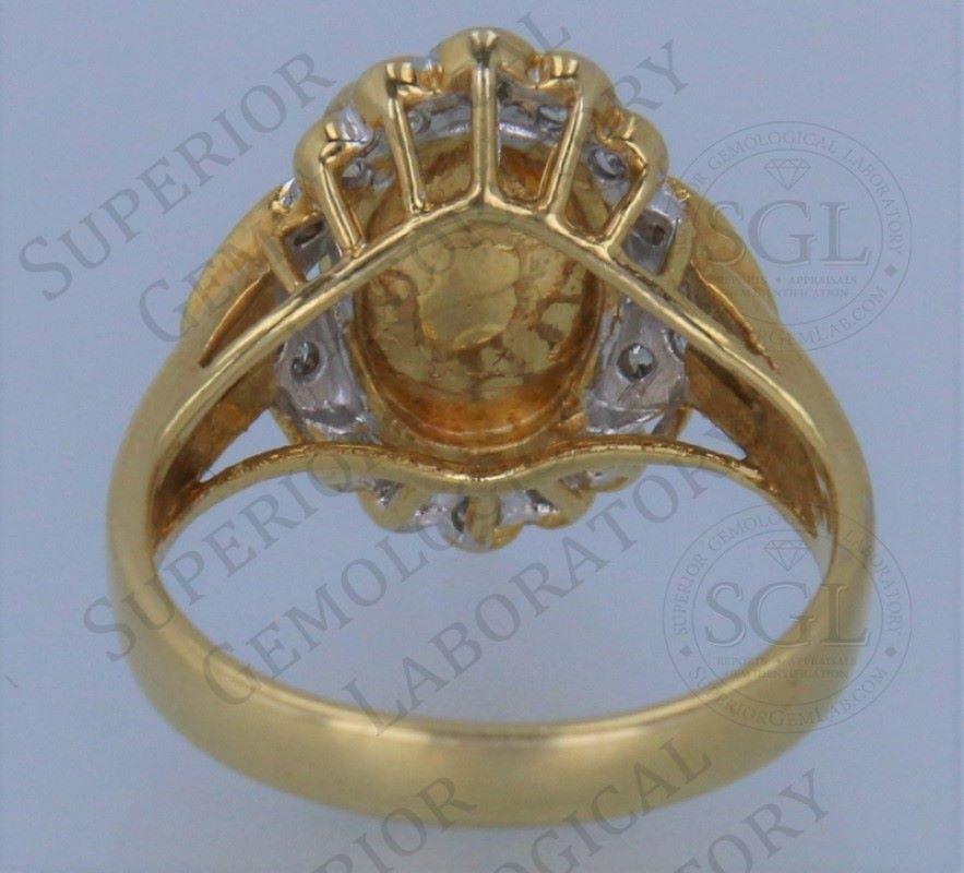 SGL Certified Natural Jadeite Jade And Diamond Yellow Gold Ring For Sale 6