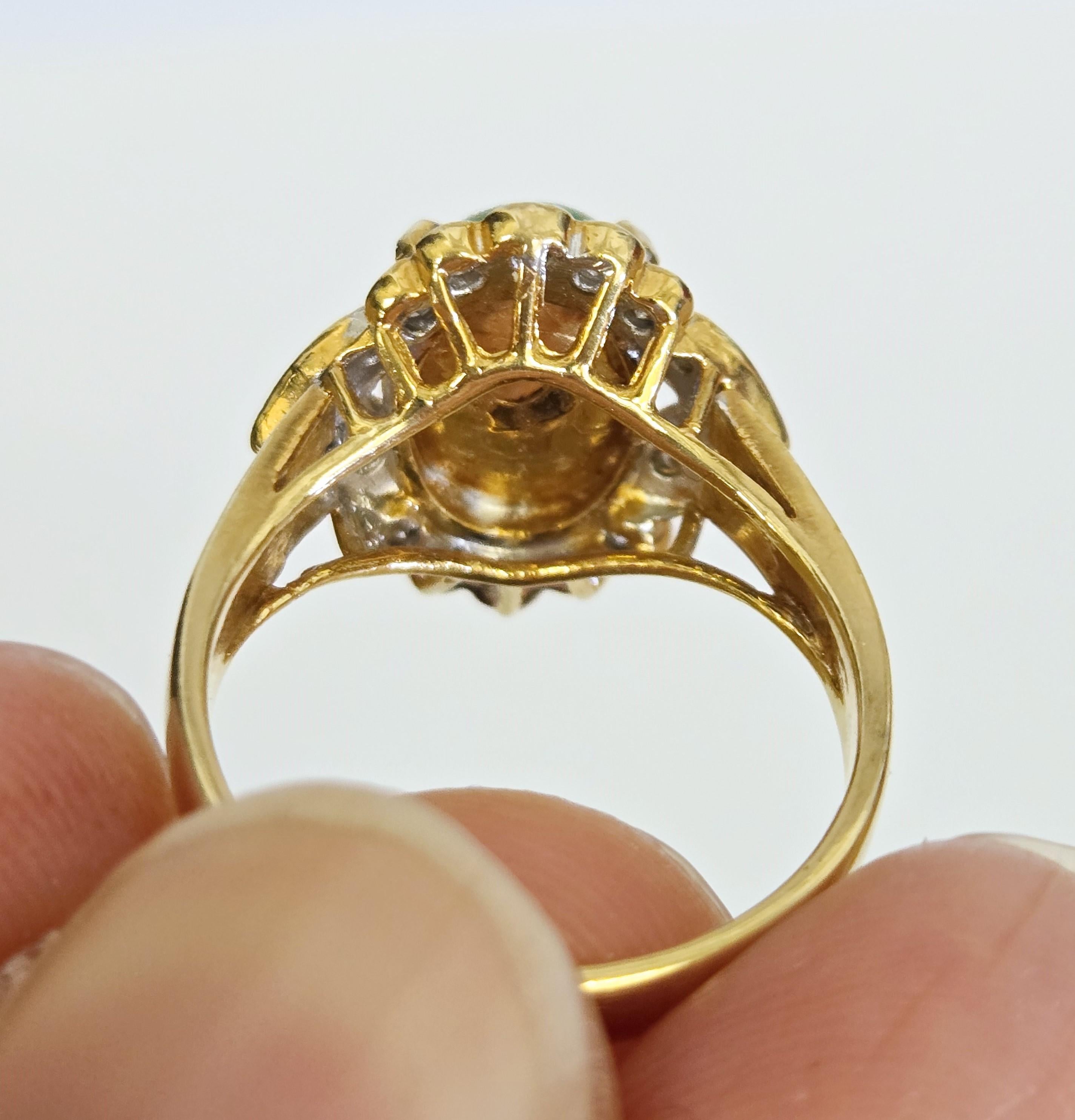 SGL Certified Natural Jadeite Jade And Diamond Yellow Gold Ring For Sale 2