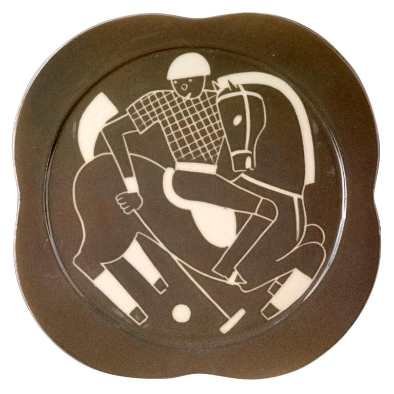 Sgraffito ceramic 'Polo' plates by Waylande Gregory