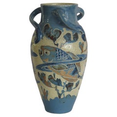 Sgraffito Fish Pottery Vase by C H Brannam's,  English Arts & Crafts period 1892