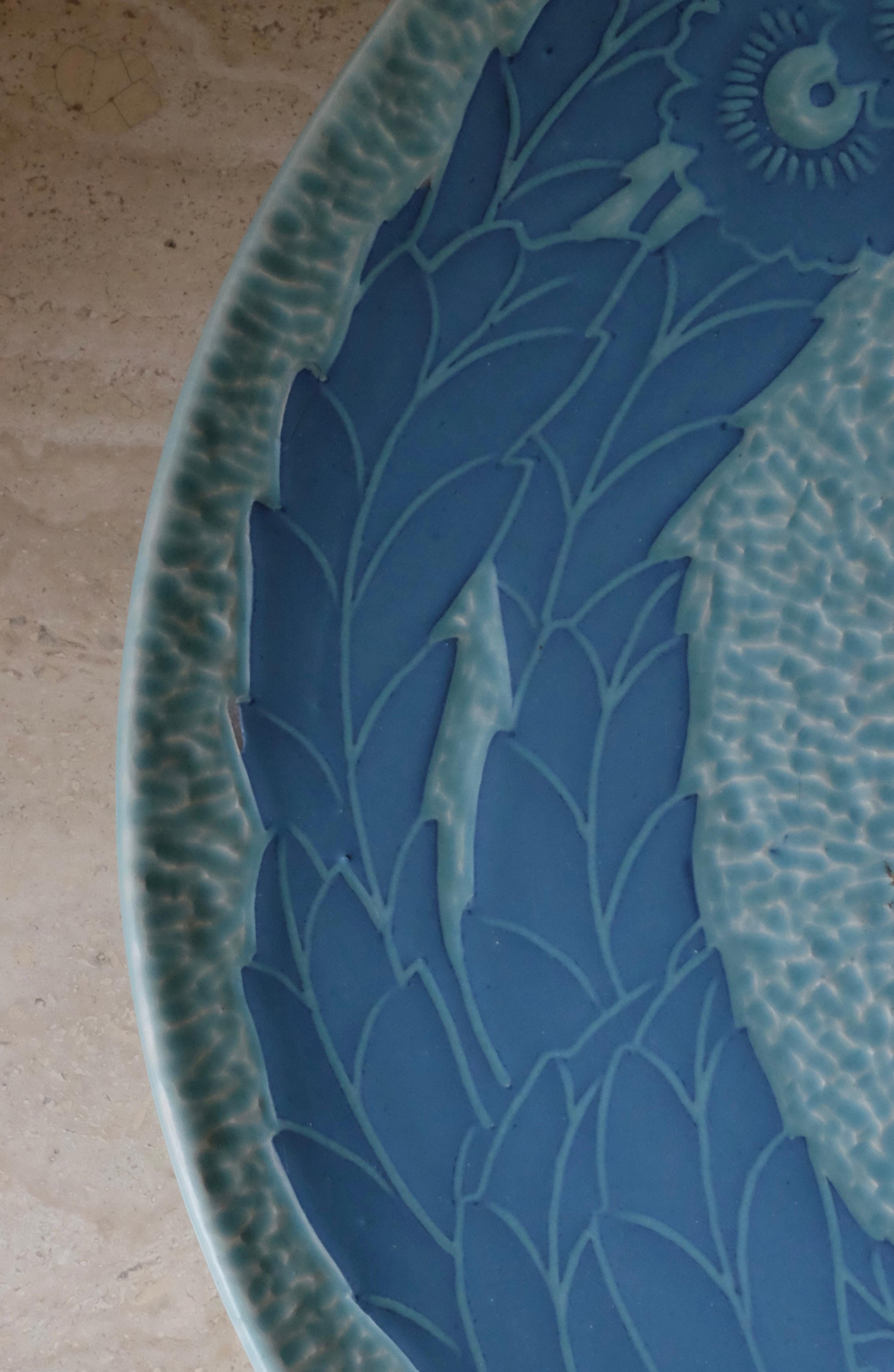 Swedish Sgraffito plate from 1917 by Josef Ekberg For Sale
