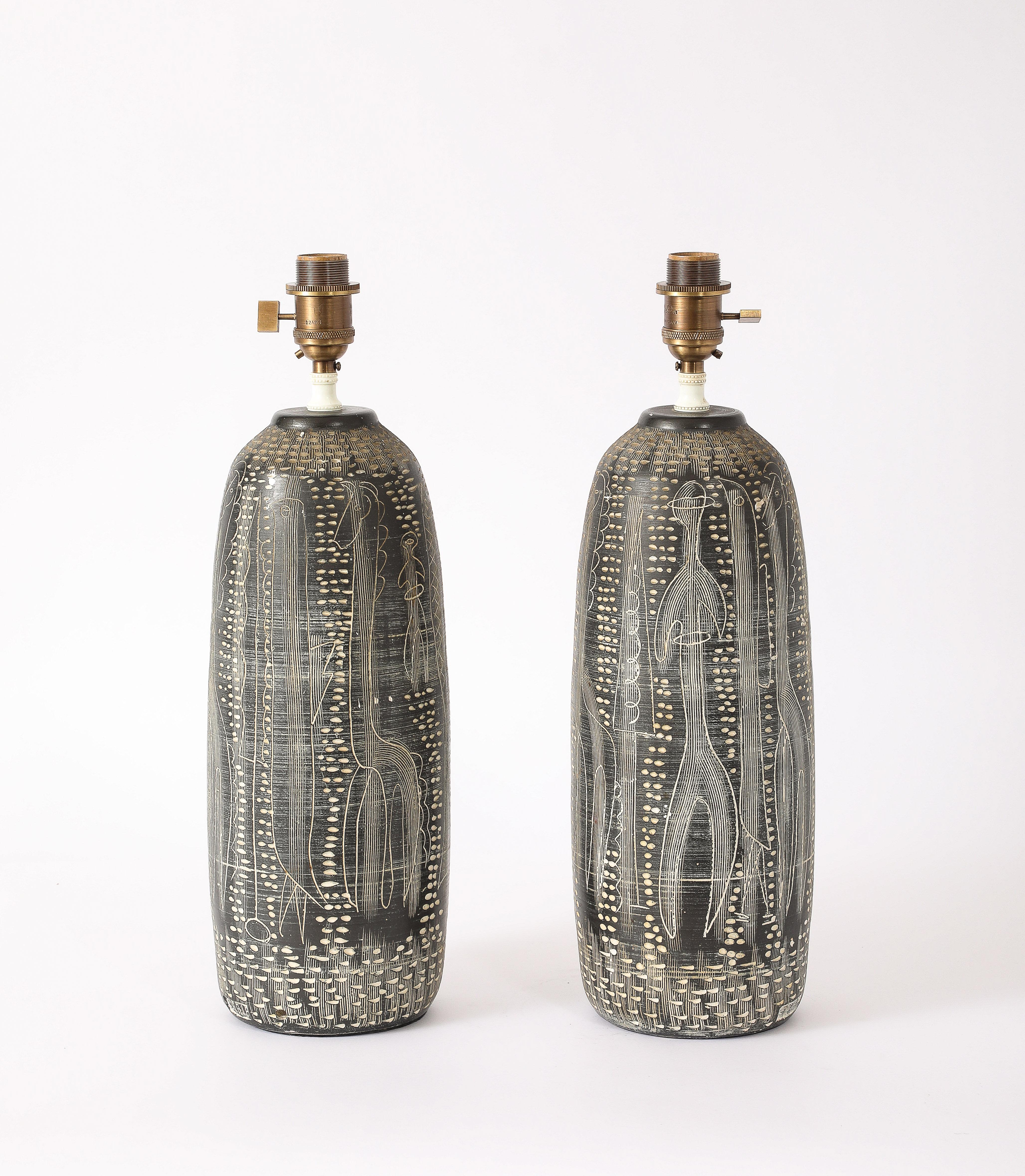 Sgrafitto Table Lamps, Italy 1960's For Sale 3