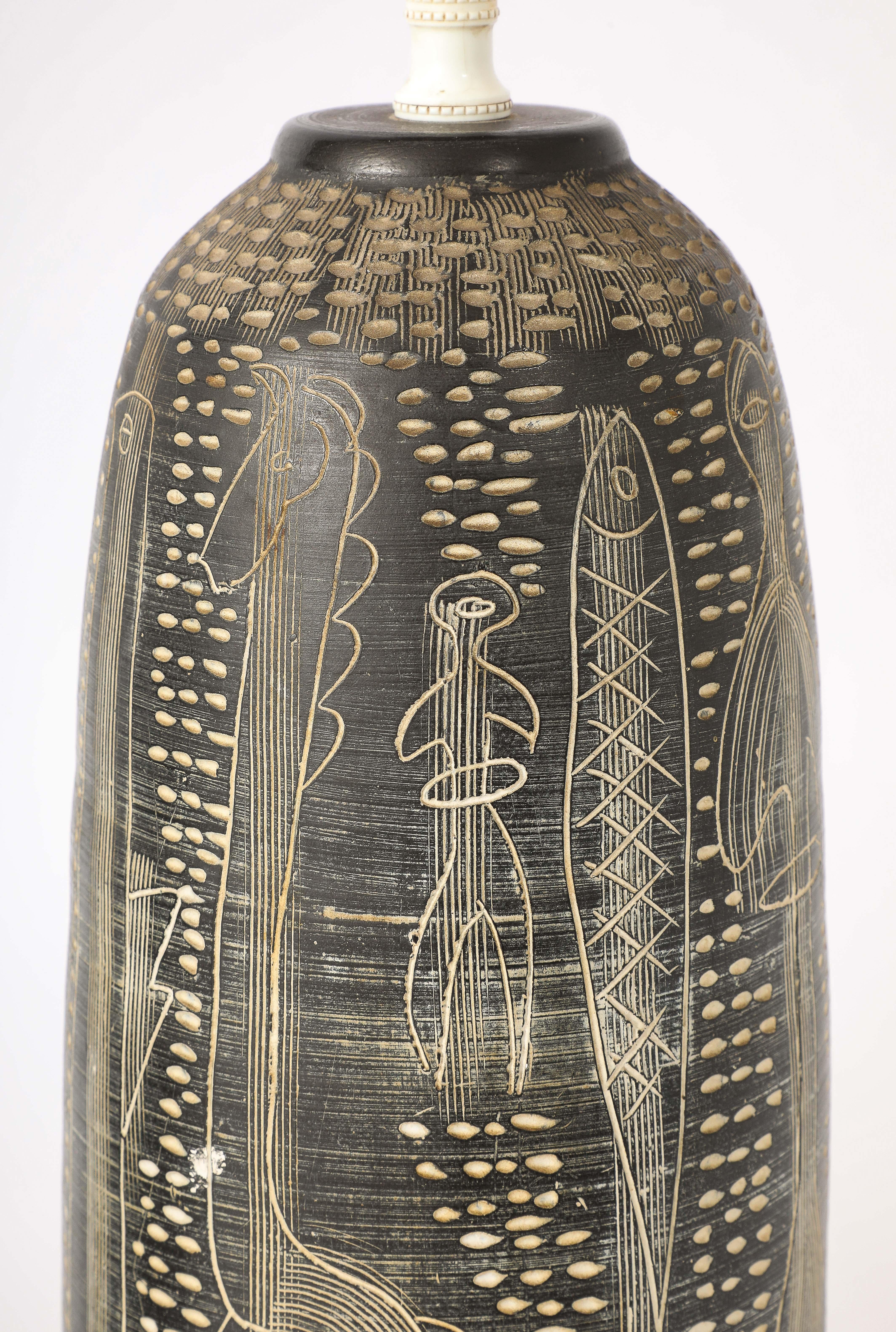 Sgrafitto Table Lamps, Italy 1960's For Sale 7