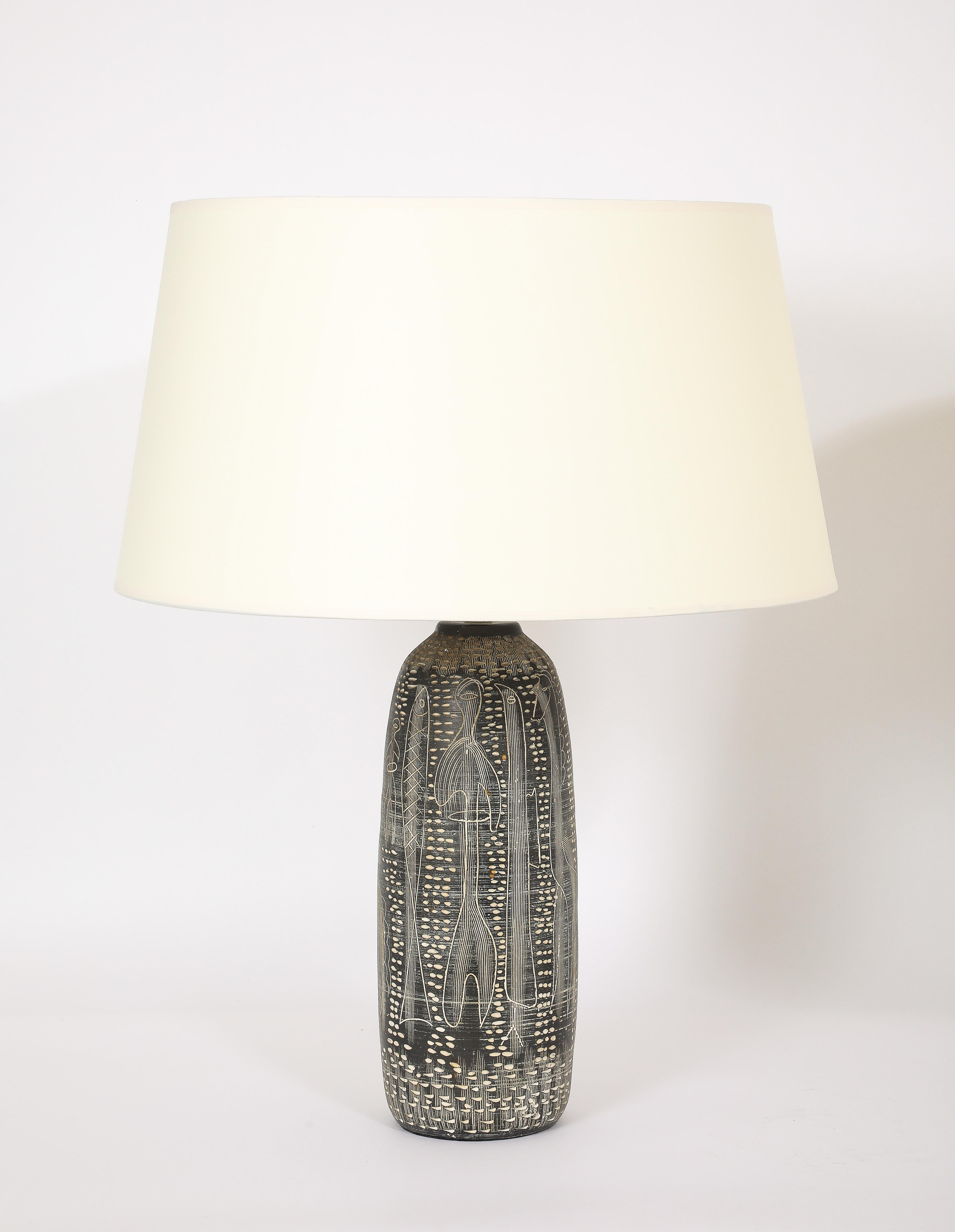 Mid-Century Modern Sgrafitto Table Lamps, Italy 1960's For Sale