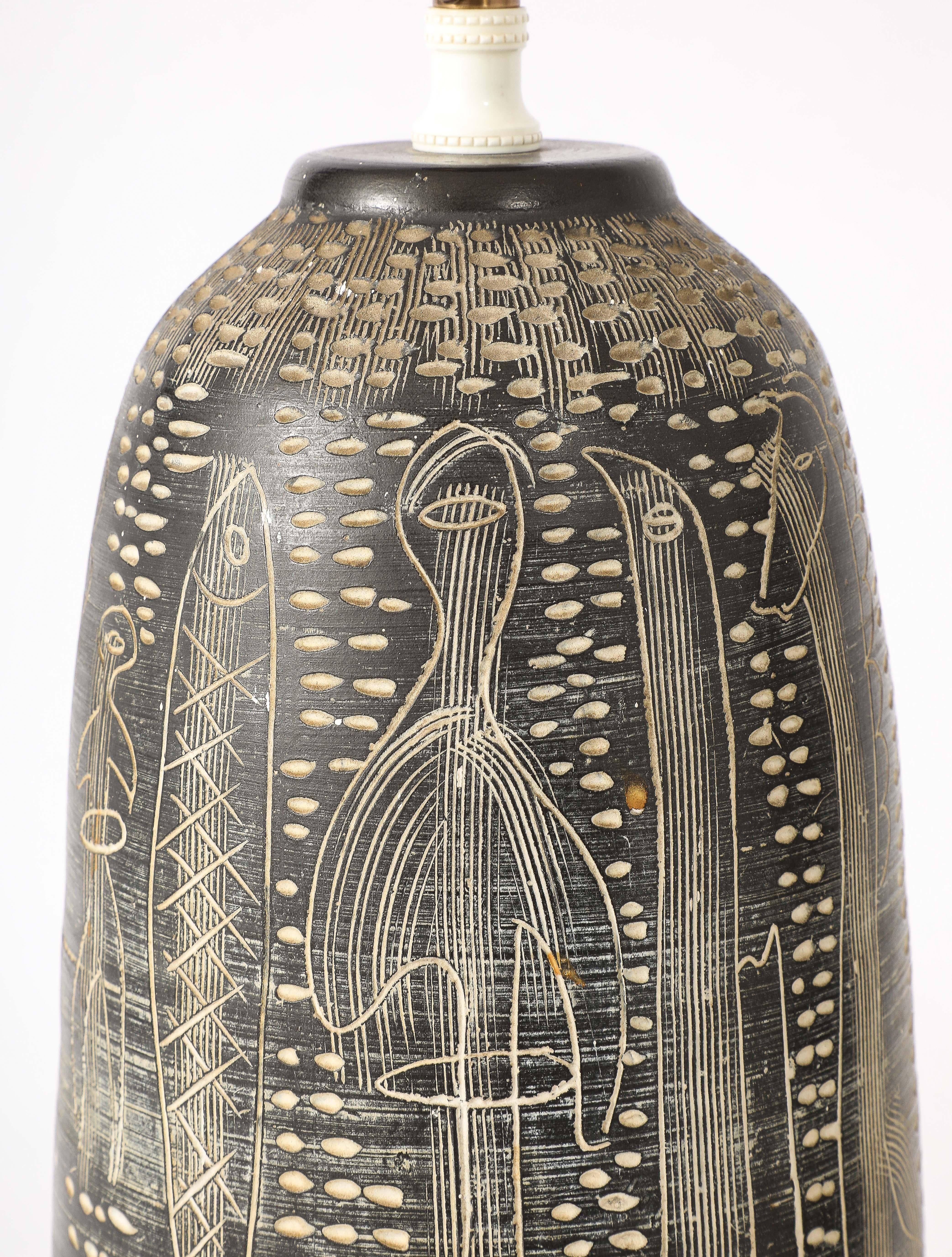 20th Century Sgrafitto Table Lamps, Italy 1960's For Sale