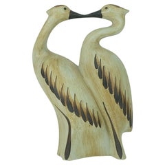 FIGURINA in ceramica di metà secolo sgrafo coppia di gru anni '70 modello n. 1152