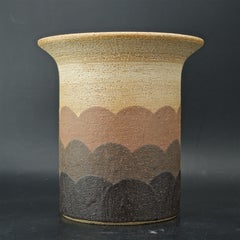 1960s German Mid-Century Stoneware Vase Earthtone Layered Glazes Keramik Flower