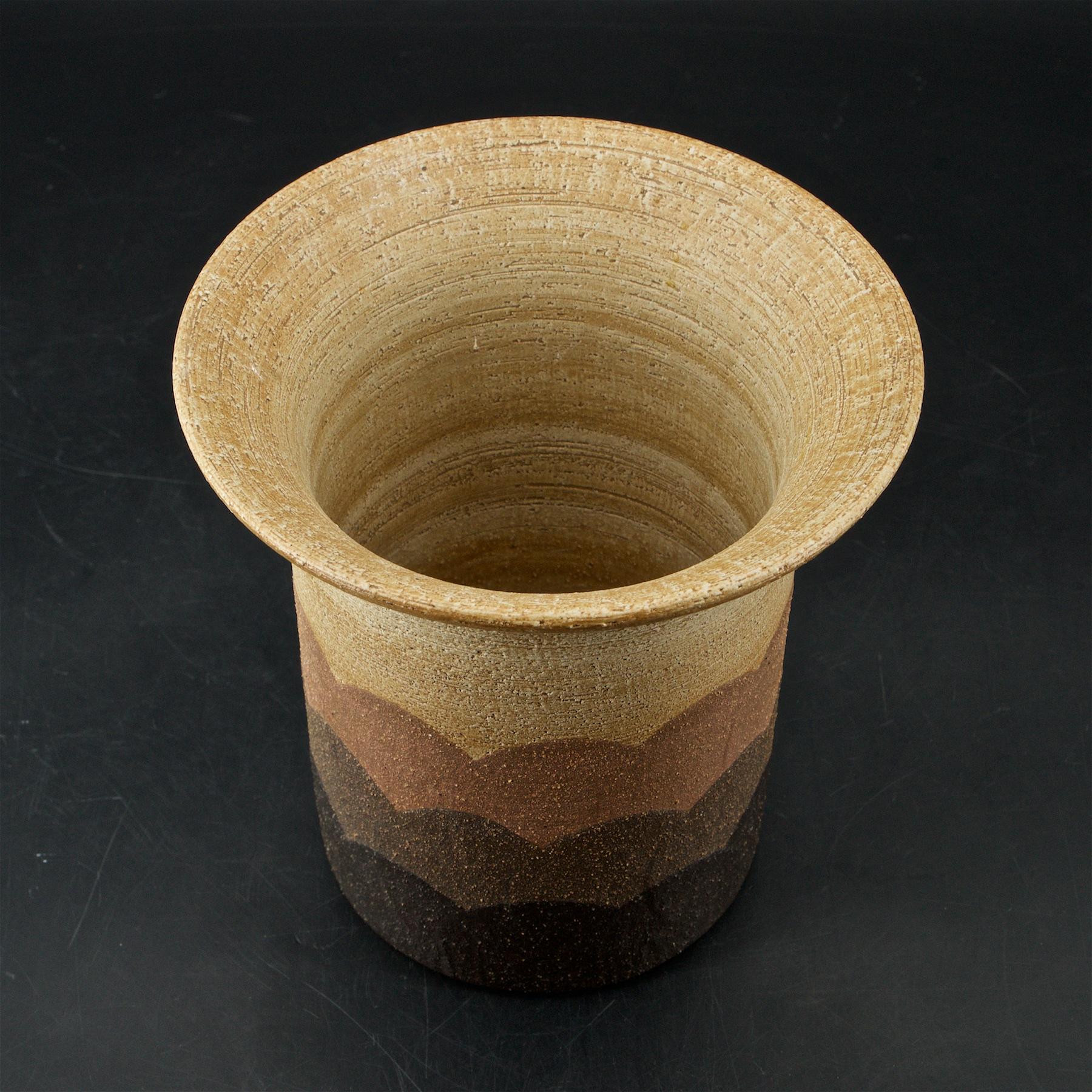 Mid-Century Modern 1960s German Mid-Century Stoneware Vase Earthtone Layered Glazes Keramik Flower For Sale