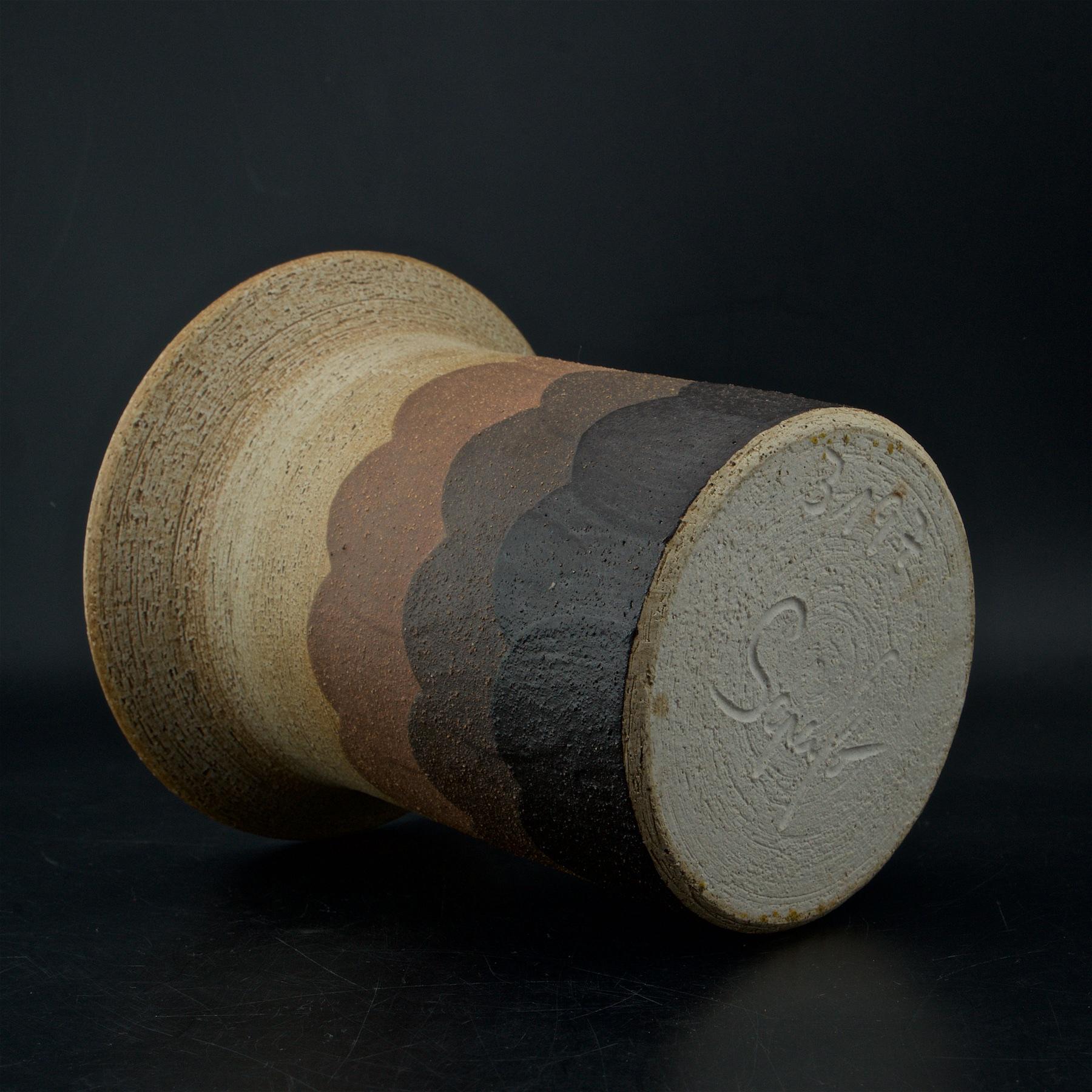 Fatto a mano Vaso in gres tedesco del 1960 di metà secolo con smalti stratificati color terra Keramik Flower in vendita