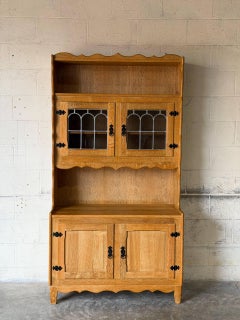 S.H. Møbler Oak Hutch with Glass Doors Danish Mid-Century Modern 1960s