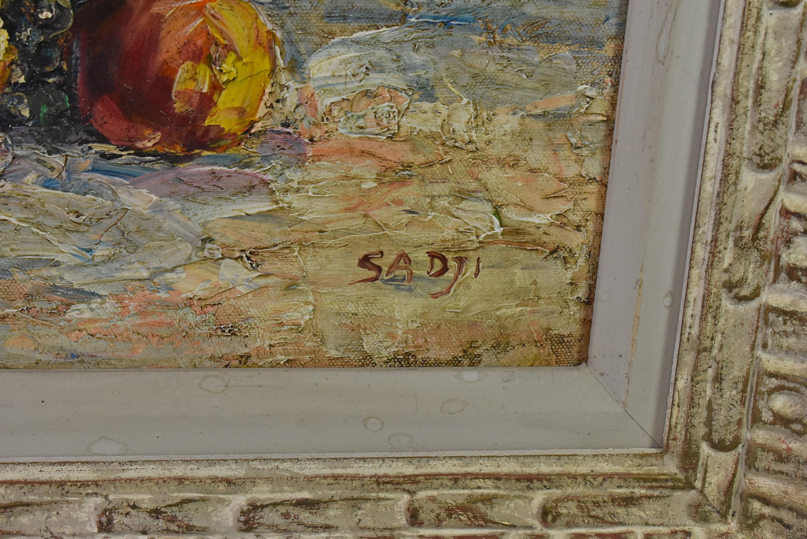 Questo bellissimo olio su tela è un pezzo di Sha Qi Sadji, di Zhejiang Providence, Cina. Sha Qi Sadji (1914-2005) era conosciuto come il Van Gogh dell'Est. Alla fine degli anni '30 si recò in Belgio per studiare alla Belgium National Royal Academy e