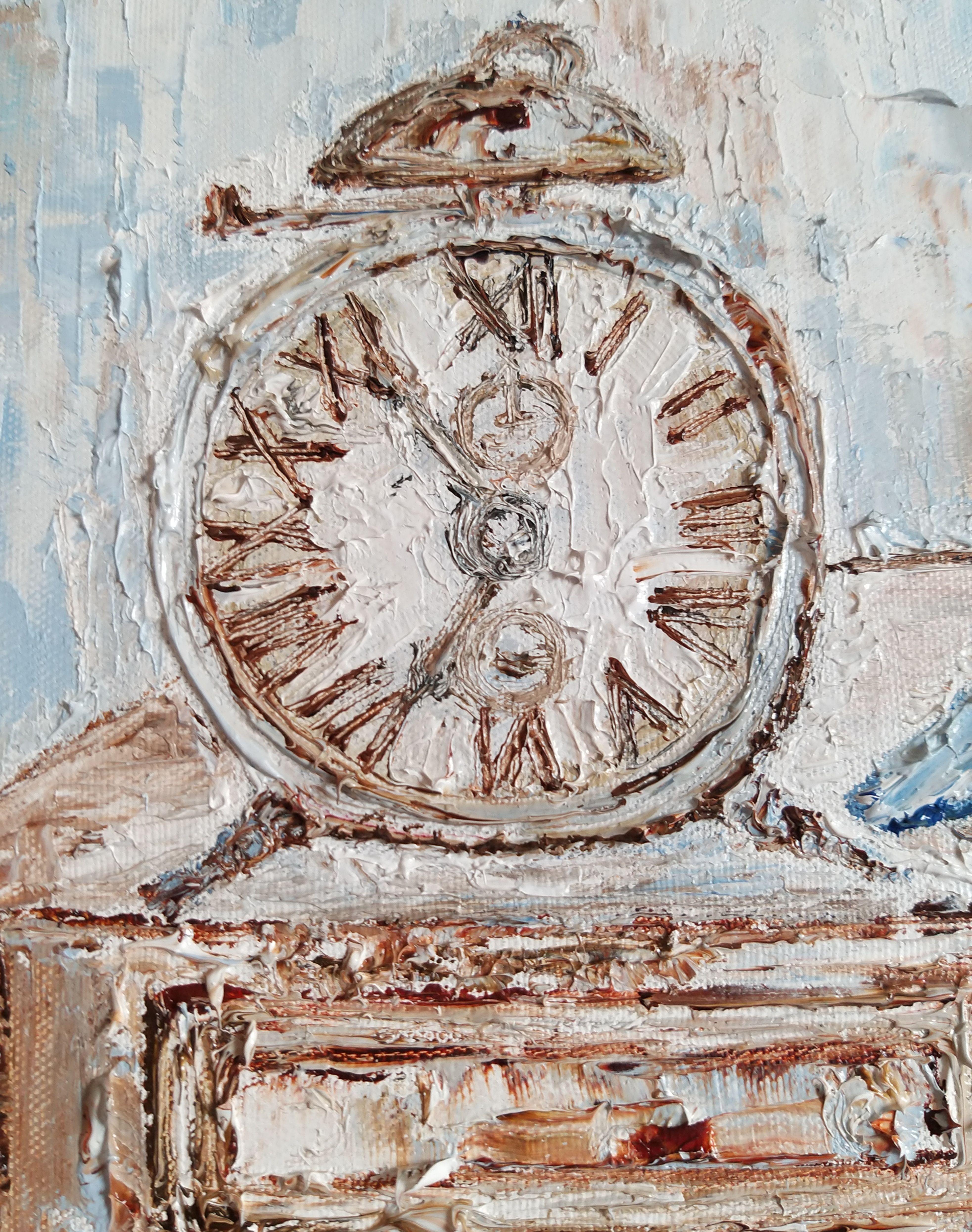 The Clock, Painting, Oil on Canvas For Sale 1