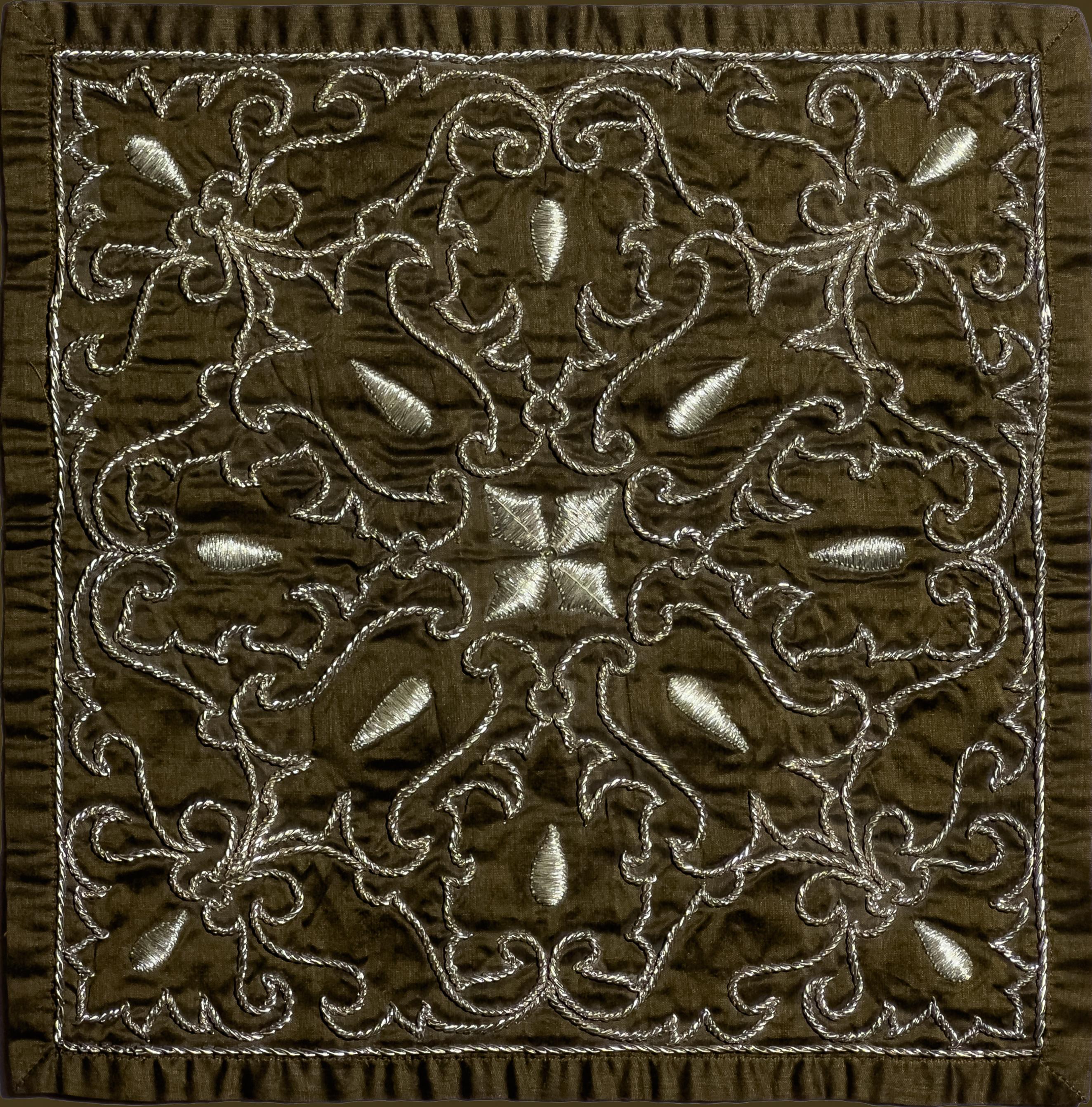 Vintage - Chocolate Cushion - Embroidered Tapestry Wall Hanging 