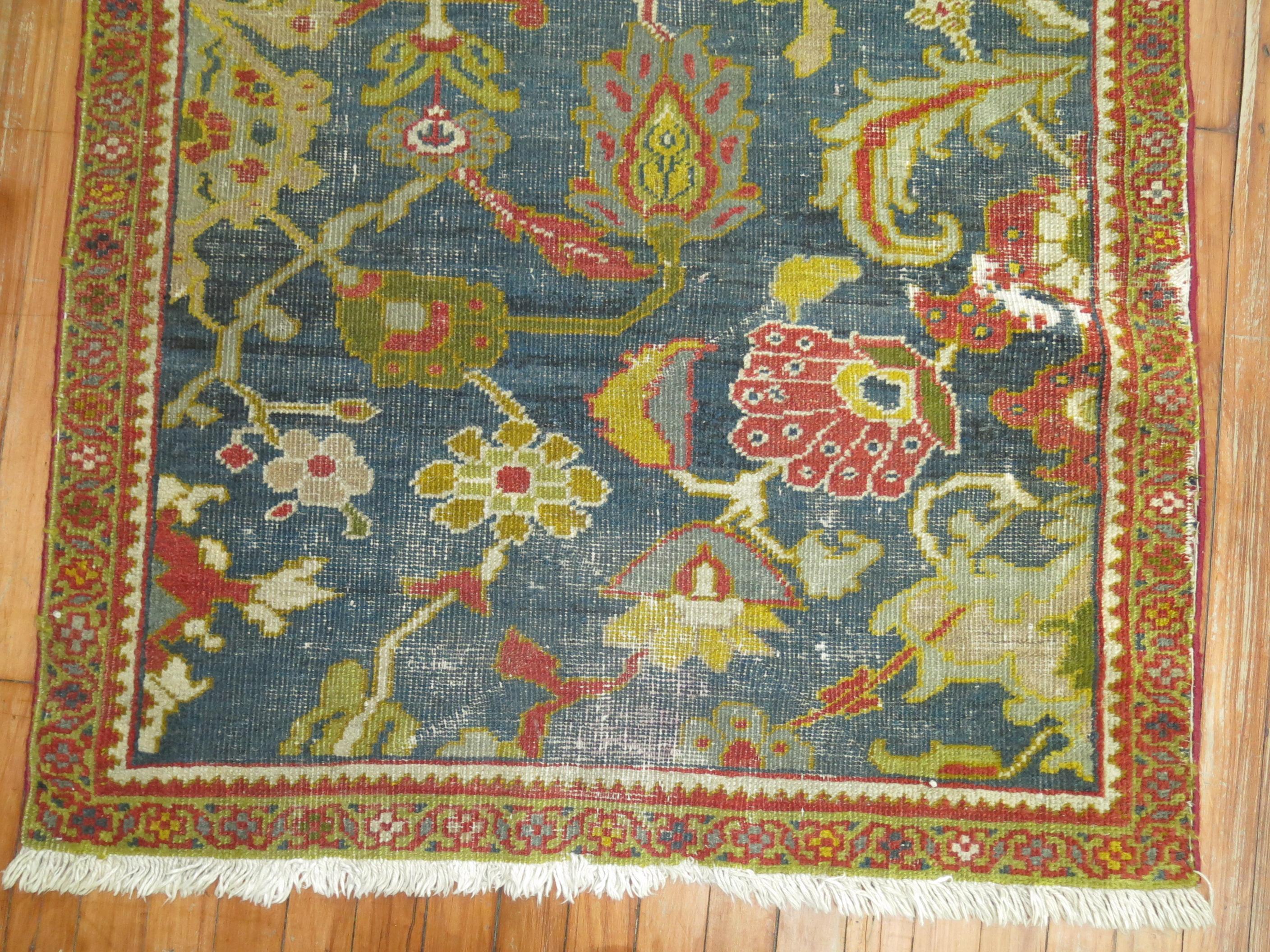 Shabby Antique Persian Ziegler Sultanabad Sampler Rug In Good Condition In New York, NY