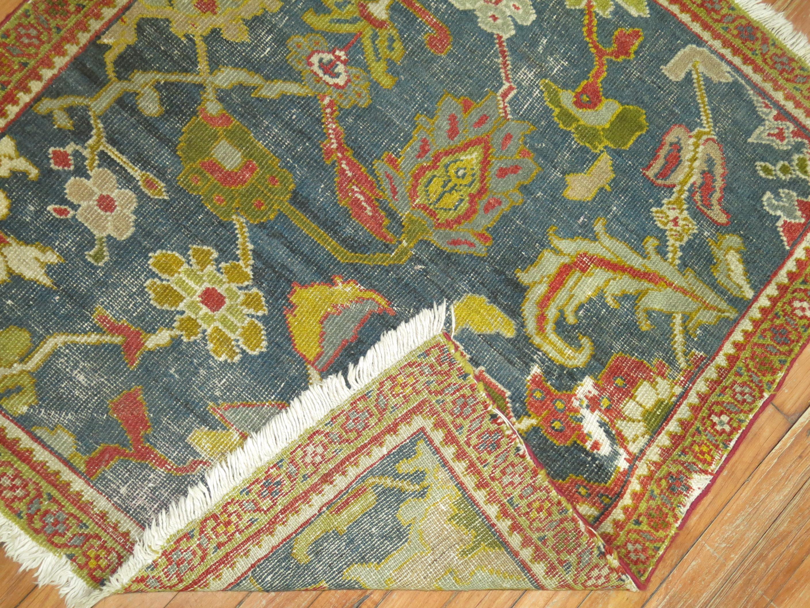 Wool Shabby Antique Persian Ziegler Sultanabad Sampler Rug