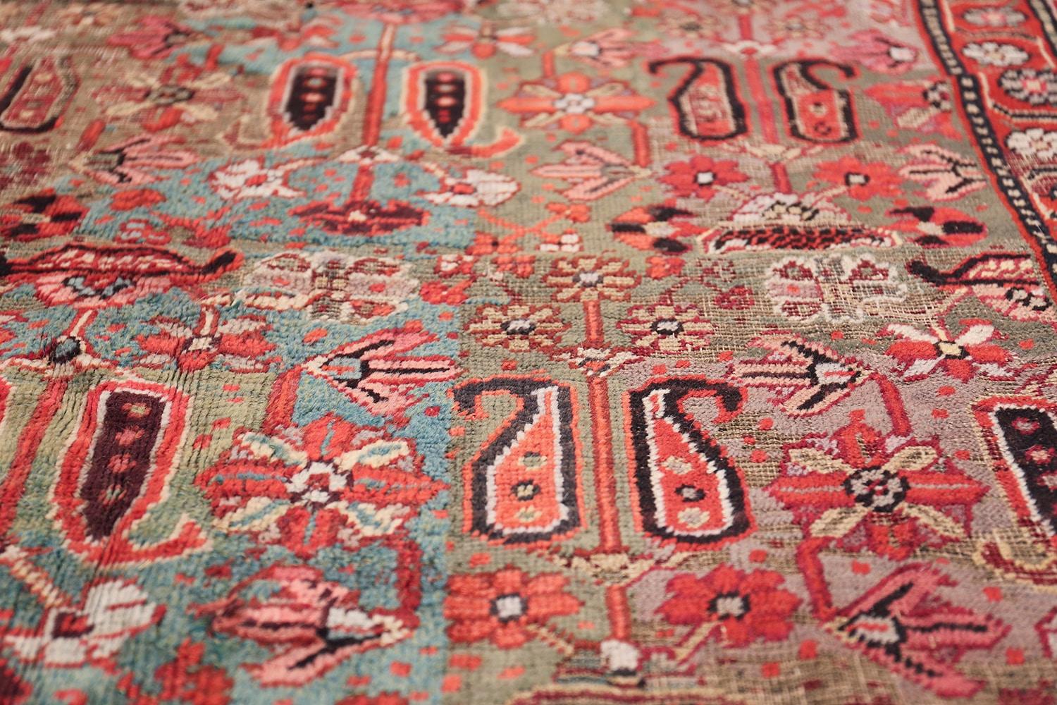 Antique shabby chic Indian rug, country of origin: India, date circa 18th century. Size: 11 ft x 15 ft 5 in (3.35 m x 4.7 m).