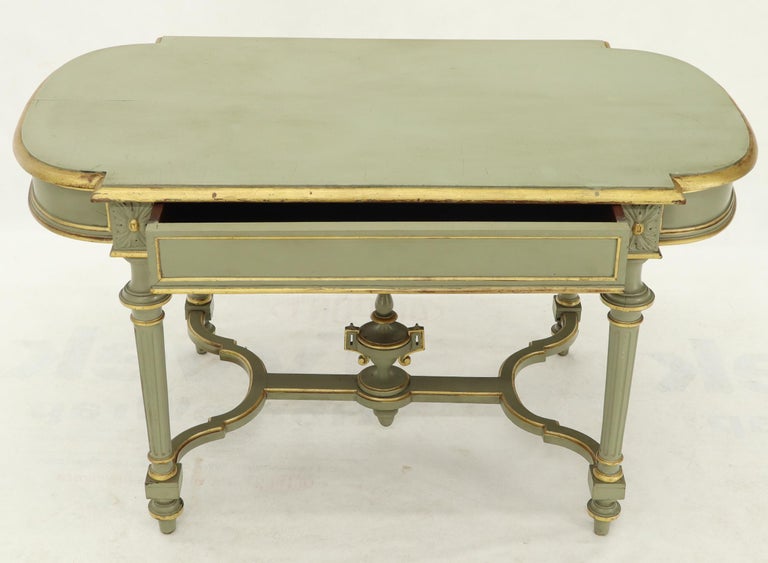 Shabby Chic And Gold Leaf Distressed Antique Writing Table Desk