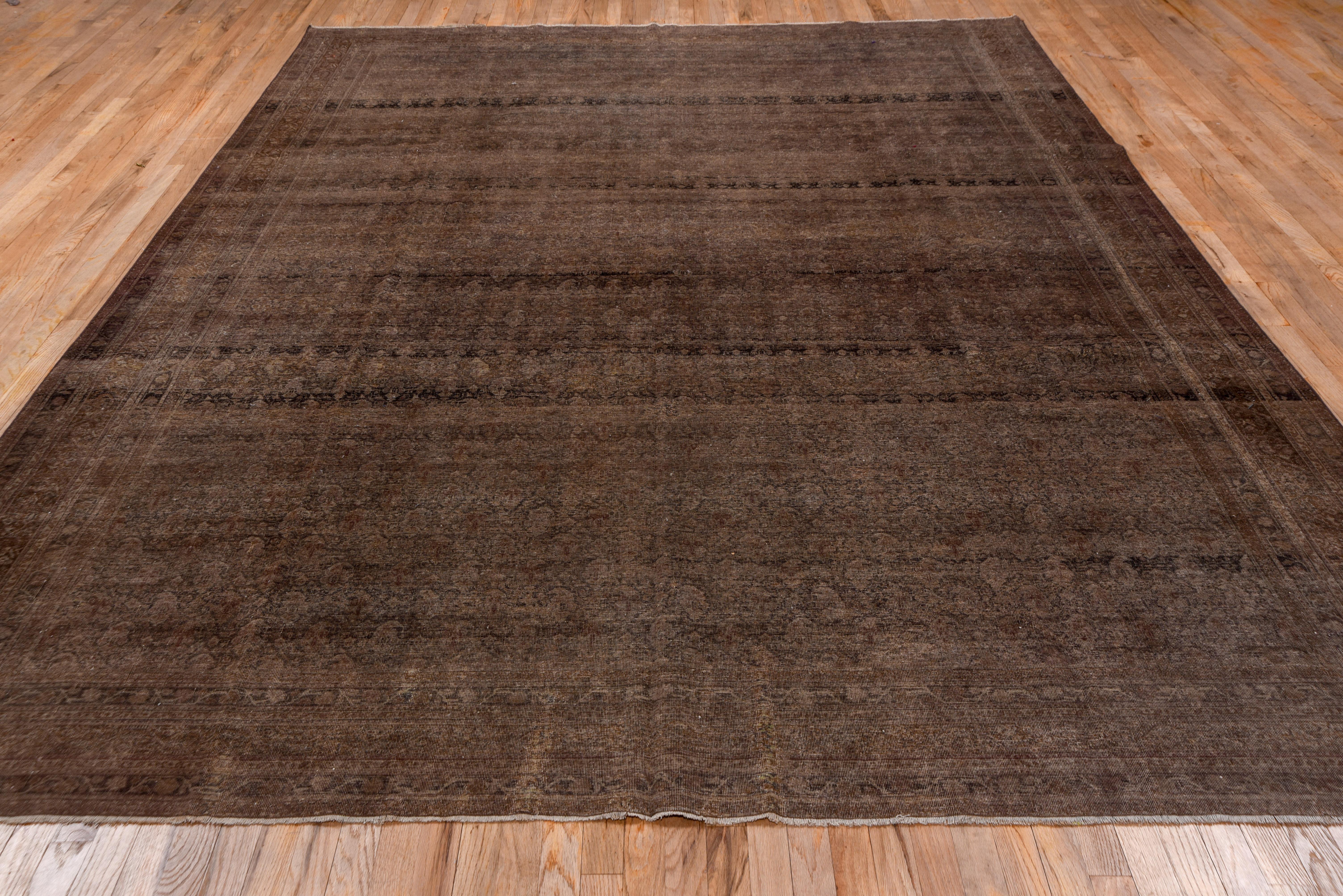 Shabby Chic Antique Indian Amritsar Rug, Brown Palette, circa 1920s In Good Condition For Sale In New York, NY