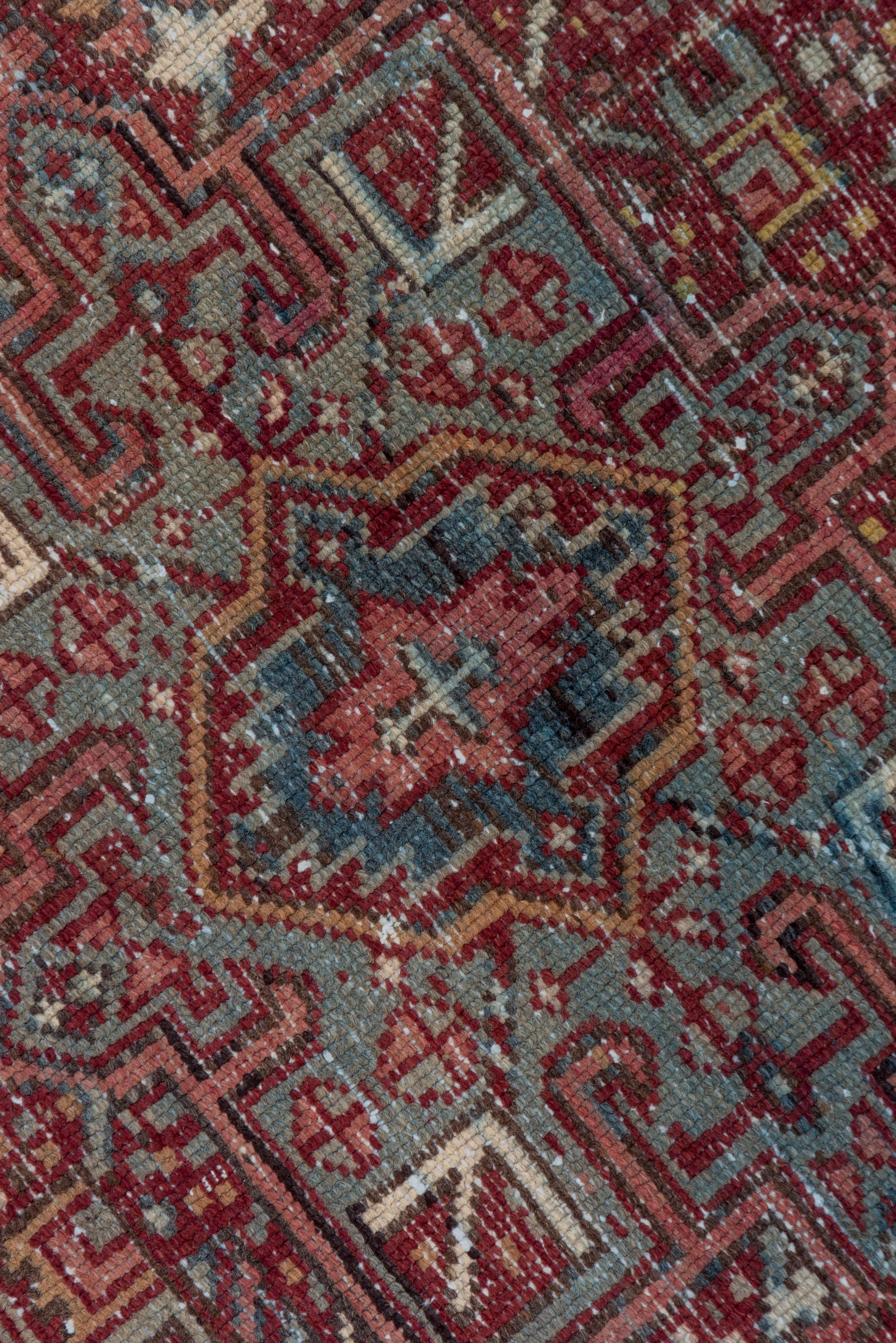 Hand-Knotted Shabby Chic Antique Persian Karaje Scatter Rug, Burgundy Field with Oxidation