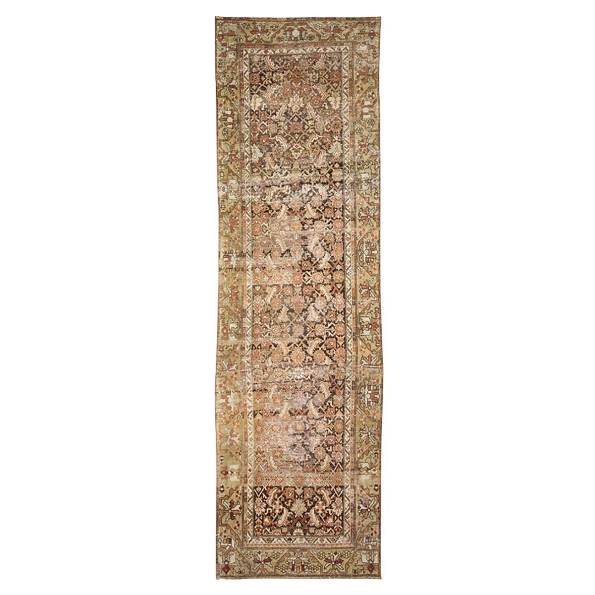 Shabby Chic Antique Persian Malayer Runner C 1920's Overall Mahi Pattern