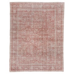 Shabby Chic Vintage Turkish Oushak Rug, Light Red and Rust All-Over Field