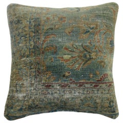 Shabby Chic Blue Green Antique Persian Rug Pillow