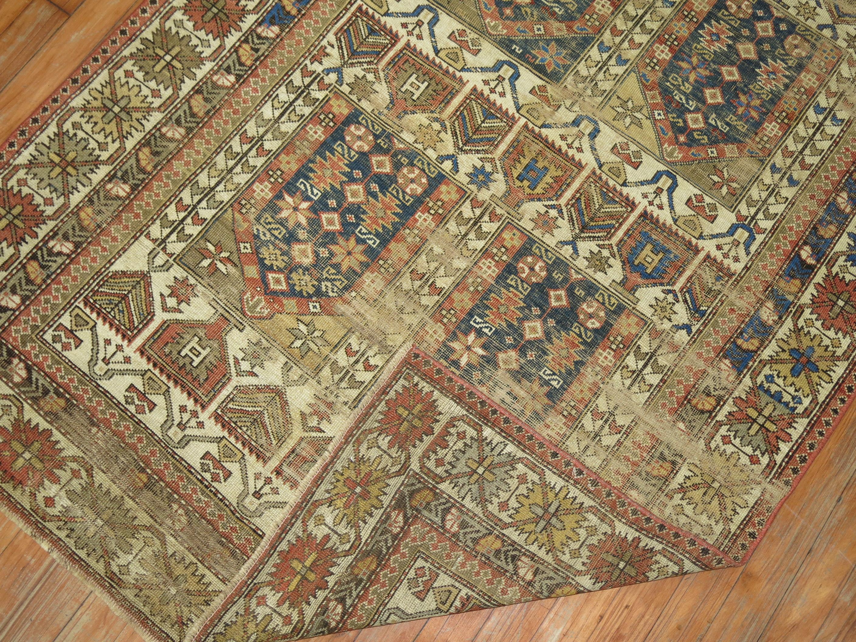 19th Century Caucasian Rug In Fair Condition For Sale In New York, NY