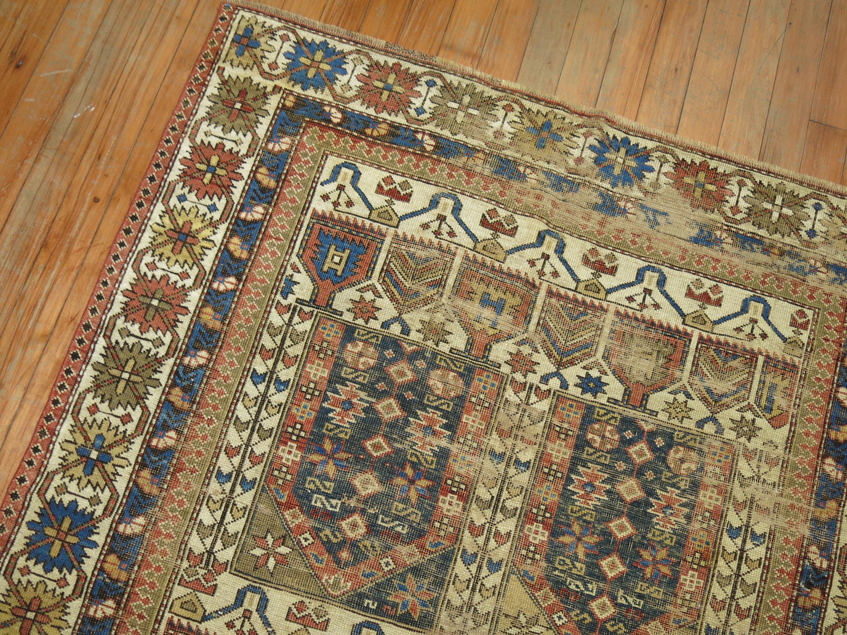 Wool 19th Century Caucasian Rug For Sale