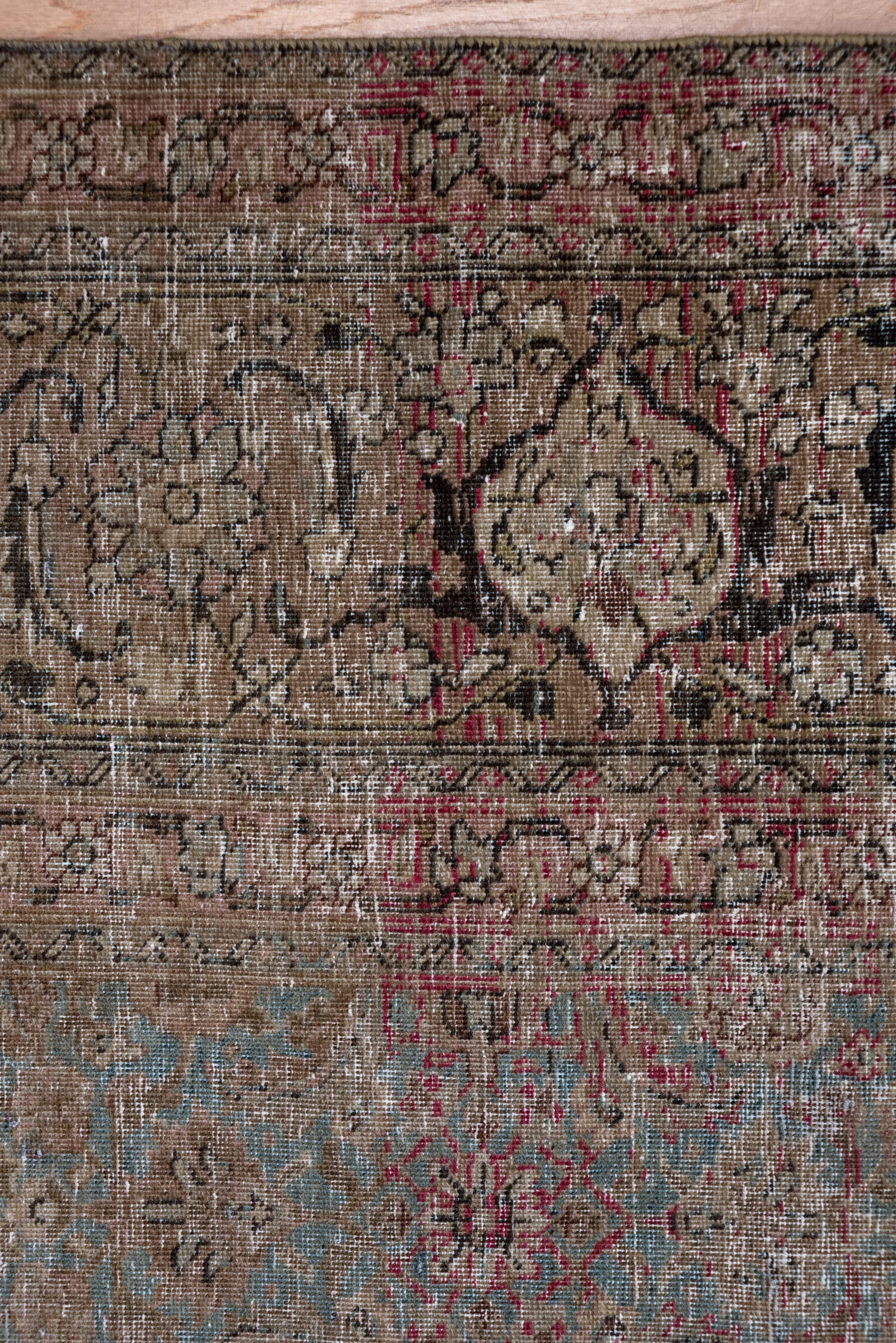 Wool Shabby Chic & Colorful Antique Persian Tabriz Rug, Blue and Green All-Over Field