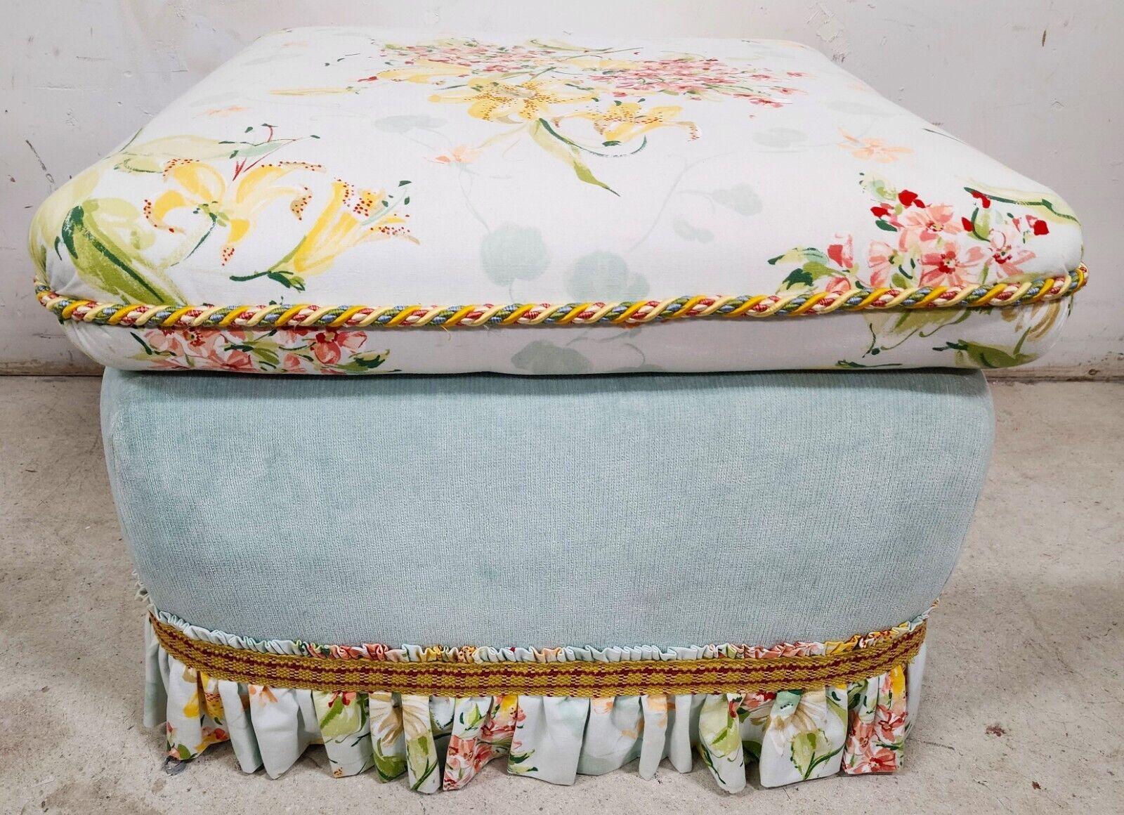 For FULL item description click on CONTINUE READING at the bottom of this page.

Offering One Of Our Recent Palm Beach Estate Fine Furniture Acquisitions Of A
Shabby Chic Designer Cottage Rolling Ottoman Pouf
It rolls very easily on metal