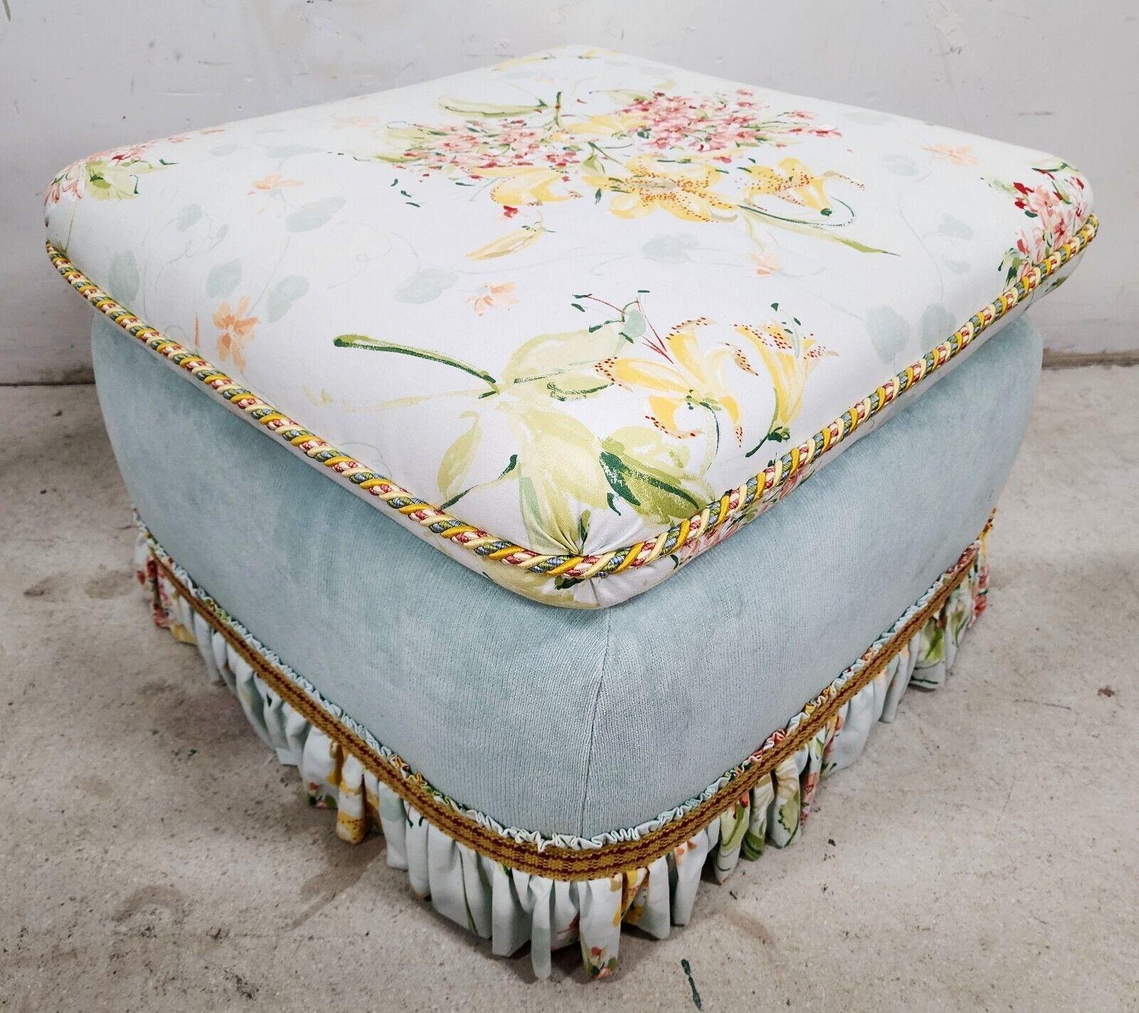 Late 20th Century Shabby Chic Designer Cottage Ottoman Pouf For Sale