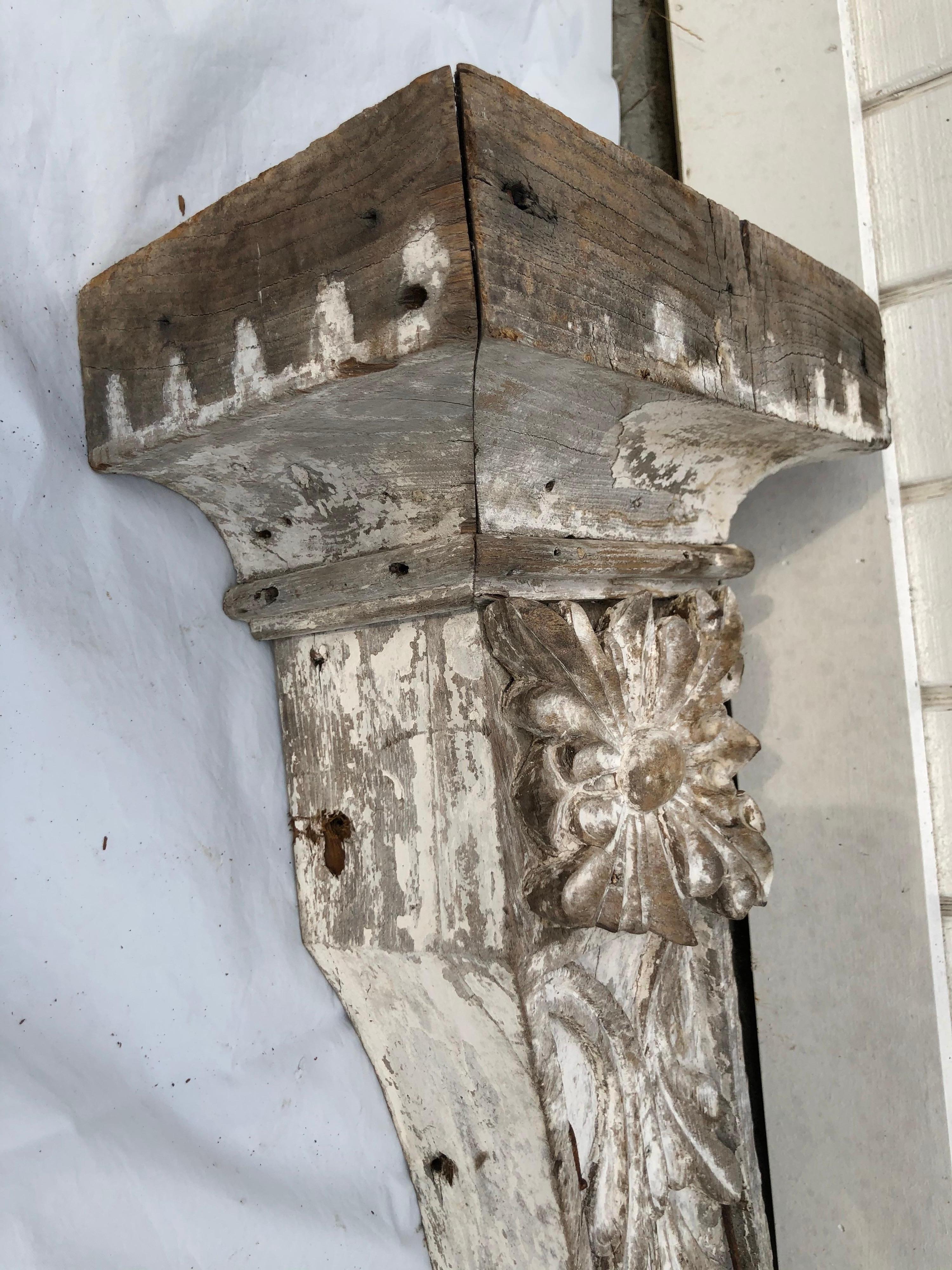Pair of Large Shabby Chic FarmHouse Corbels or Wall Sconces For Sale