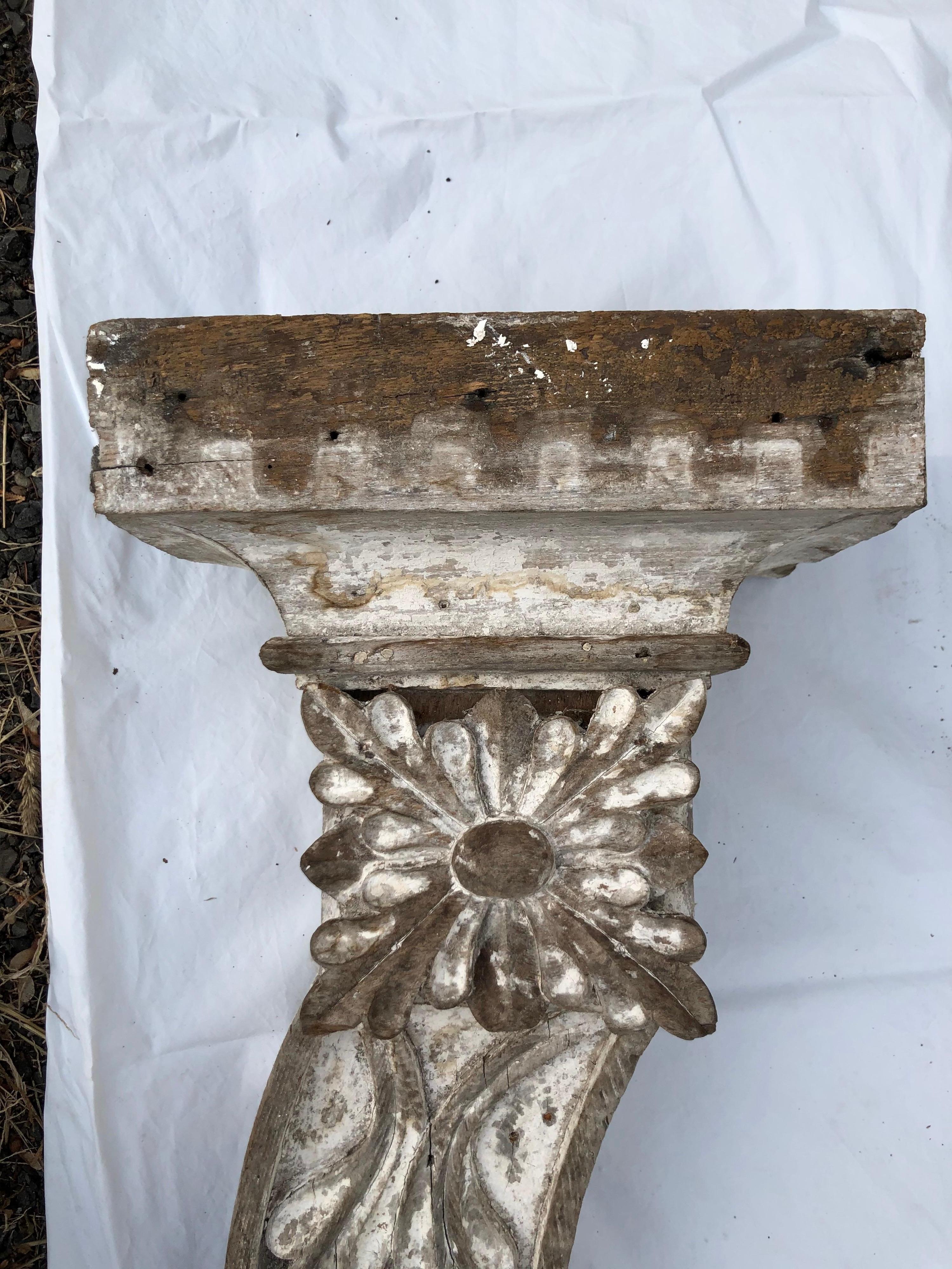 Late 19th Century Pair of Large Shabby Chic Farm-House Corbels or Wall Sconces For Sale