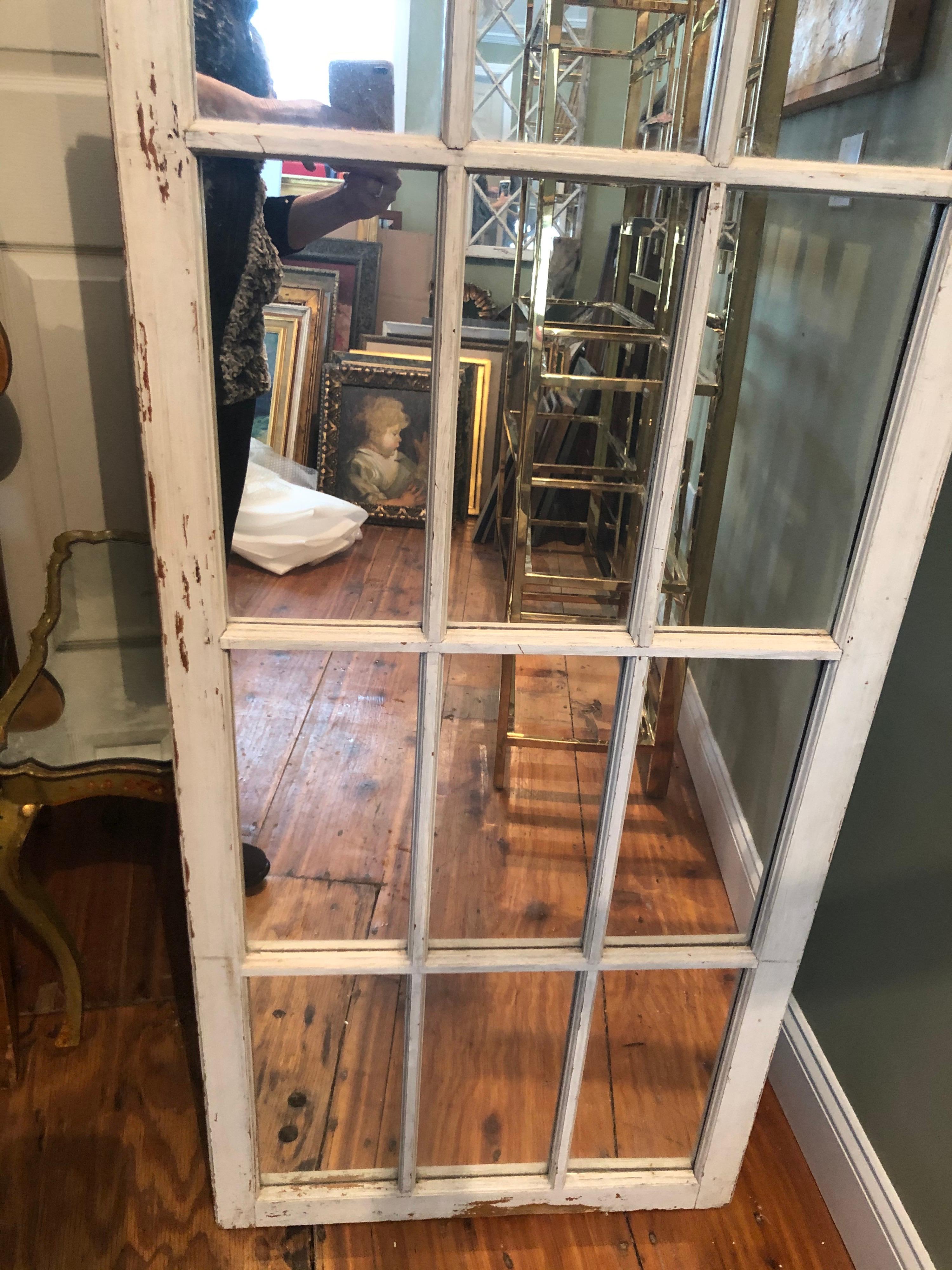 American Large Shabby Chic Farmhouse Palladian Mirror