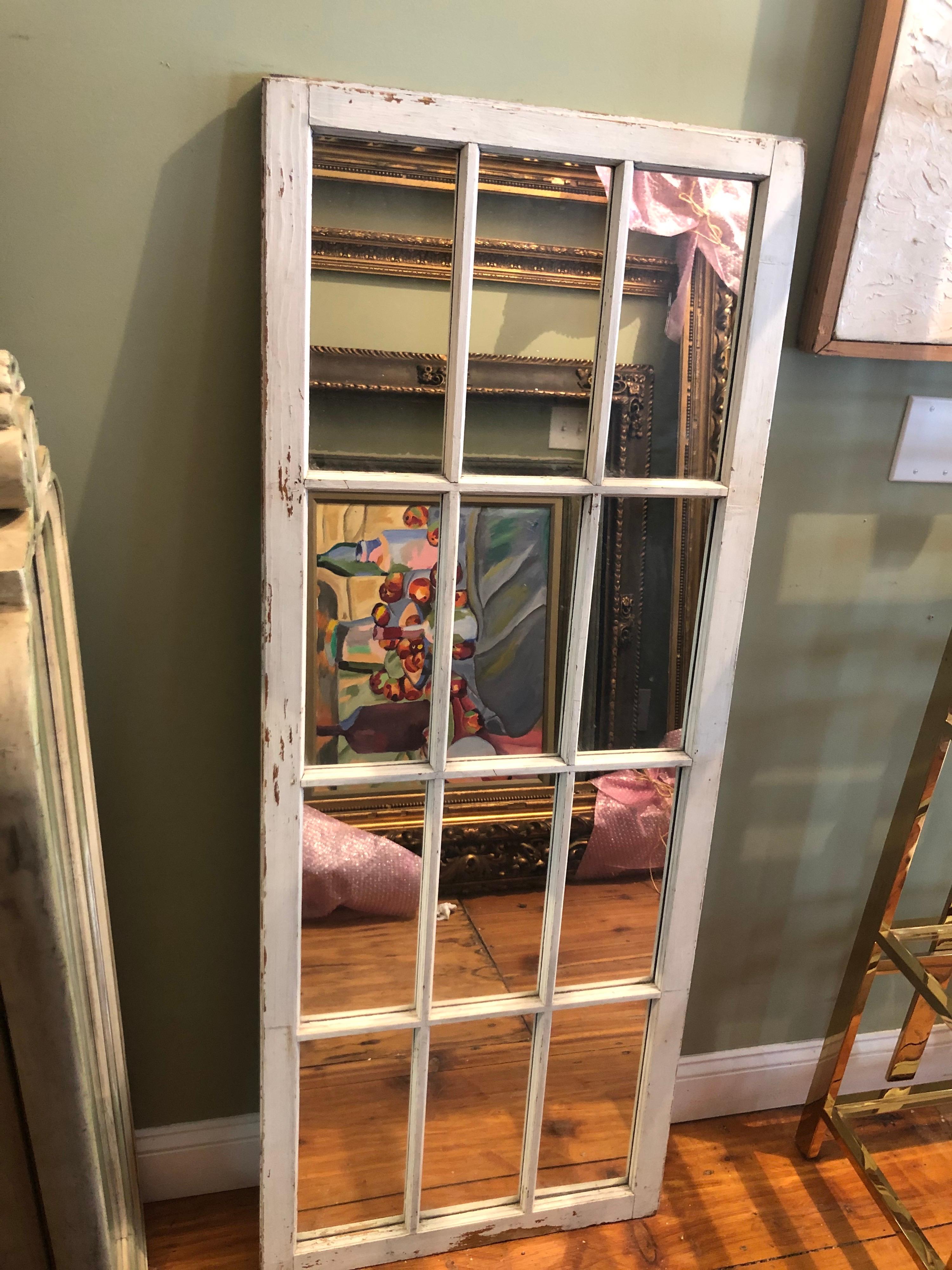 Large Shabby Chic Farmhouse Palladian Mirror In Good Condition In Redding, CT