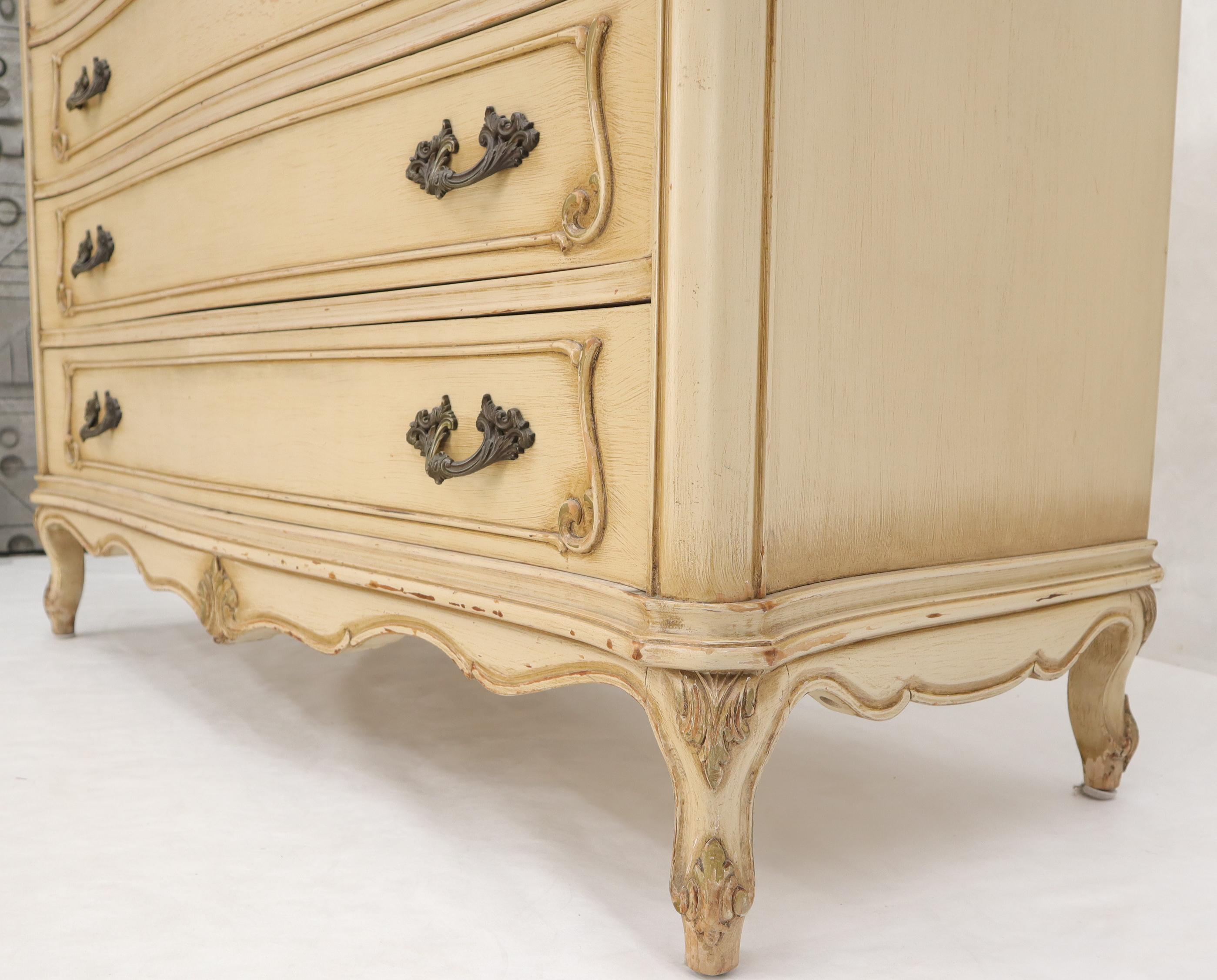 Shabby Chic Gold Decorated Off White Painted French Provincial Dresser For Sale 2